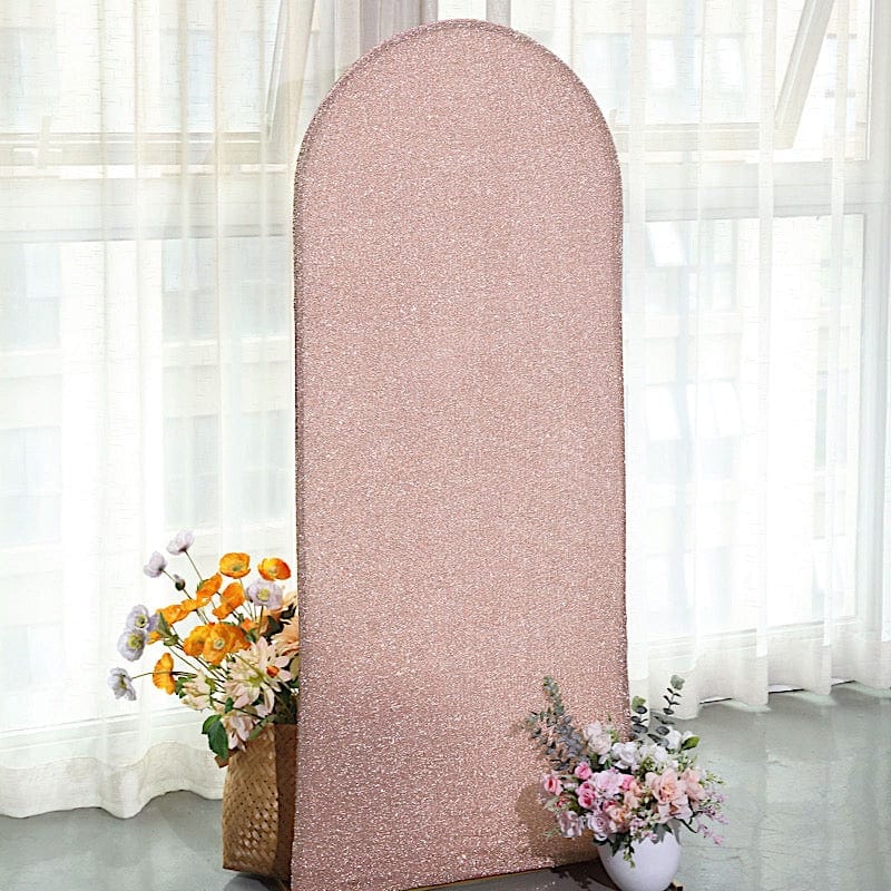 Metallic Fitted Spandex Round Wedding Arch Backdrop Stand Cover - Elegant Ceremony Decor for Weddings, Parties & Photo Shoots