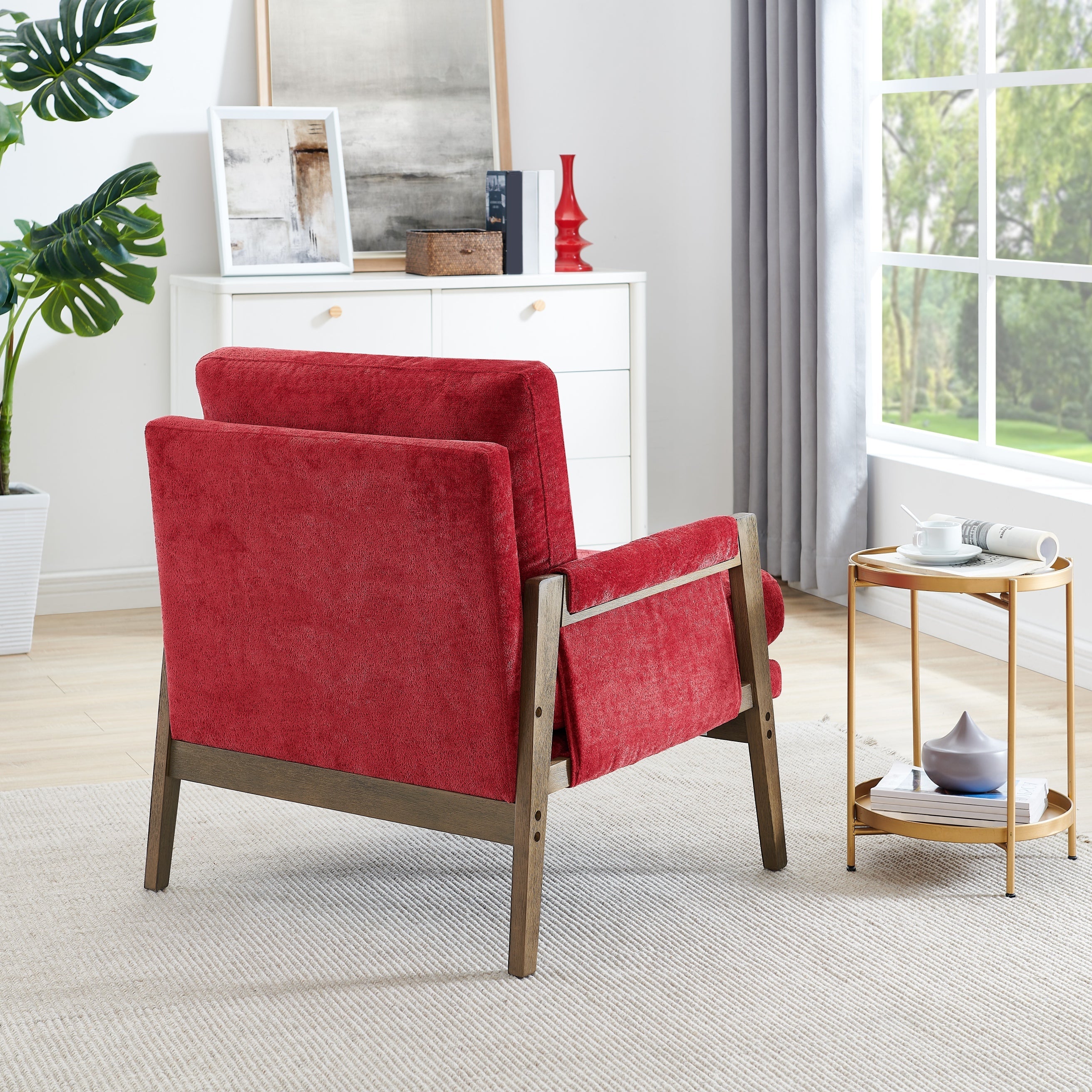 Kelly Mid Century Modern Velvet Accent Armchair - Stylish Roundhill Furniture for Living Room, Bedroom & Office - Comfortable Lounge Chair for Home Decor