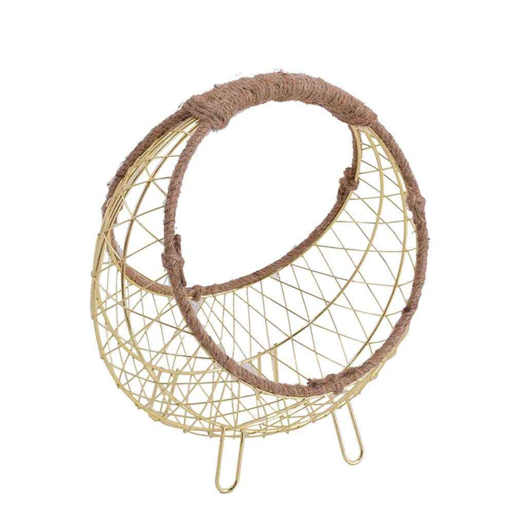 Cabilock Hemp Rope Fruit Basket - Golden Kitchen Storage Organizer for Fruits, Snacks & Decor | Portable Fabric Basket for Countertop, Dining Table & Picnic Use