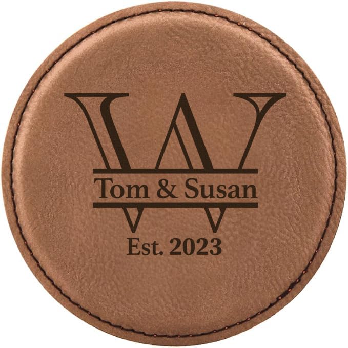 Custom Leather Coasters Set of 6 - Wedding & Anniversary Gifts - Perfect for Home Bar & Housewarming