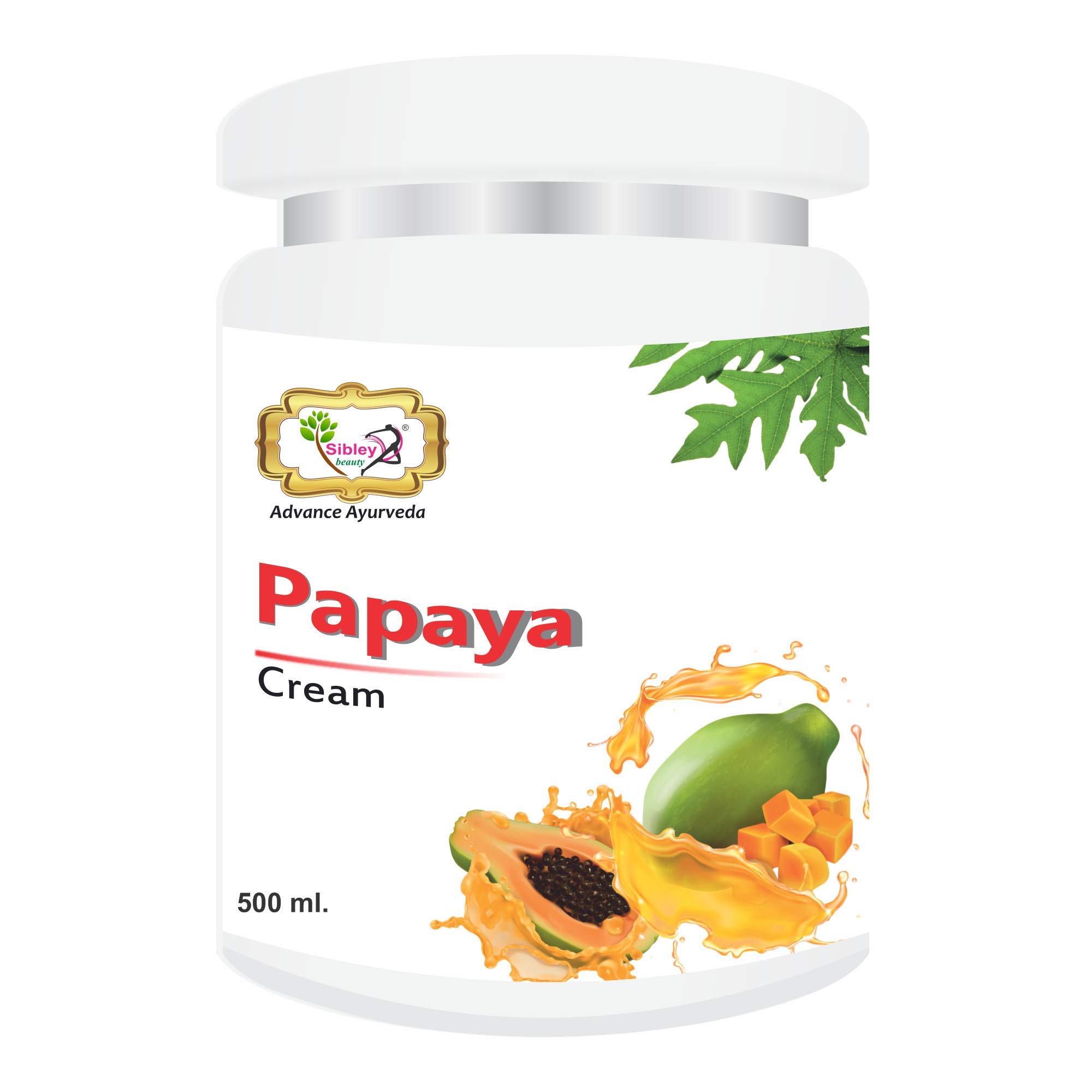 Sibley Beauty Papaya Fruit Moisturizer Facial Massage Cream - 500gm Salon Pack for Blemishes, Pigmentation & Skin Whitening - Suitable for Oily, Dry & Combination Skin - Perfect for Daily Skincare & Spa Treatments
