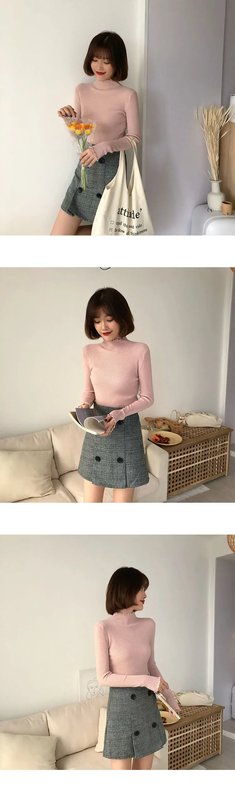 Women's Stretchable Turtleneck Sweater - Soft & Comfortable Winter Pullover for Casual Wear, Office & Date Night