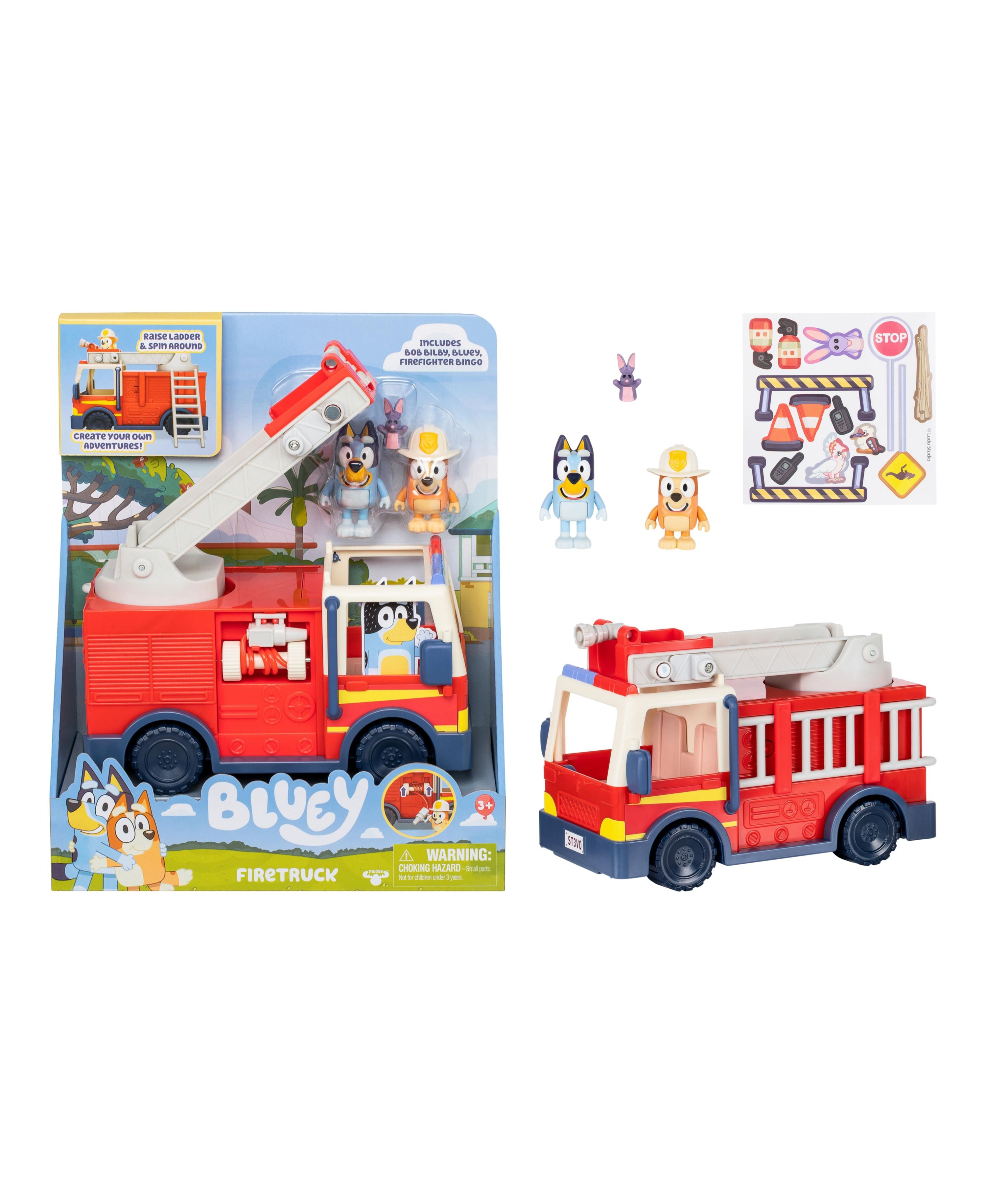 Bluey S10 Fire Truck Playset with 2 Figures, Ladder & Accessories - Interactive Toy for Kids Ages 3+ | Pretend Play, Birthday Gift & Collectible for Bluey Fans
