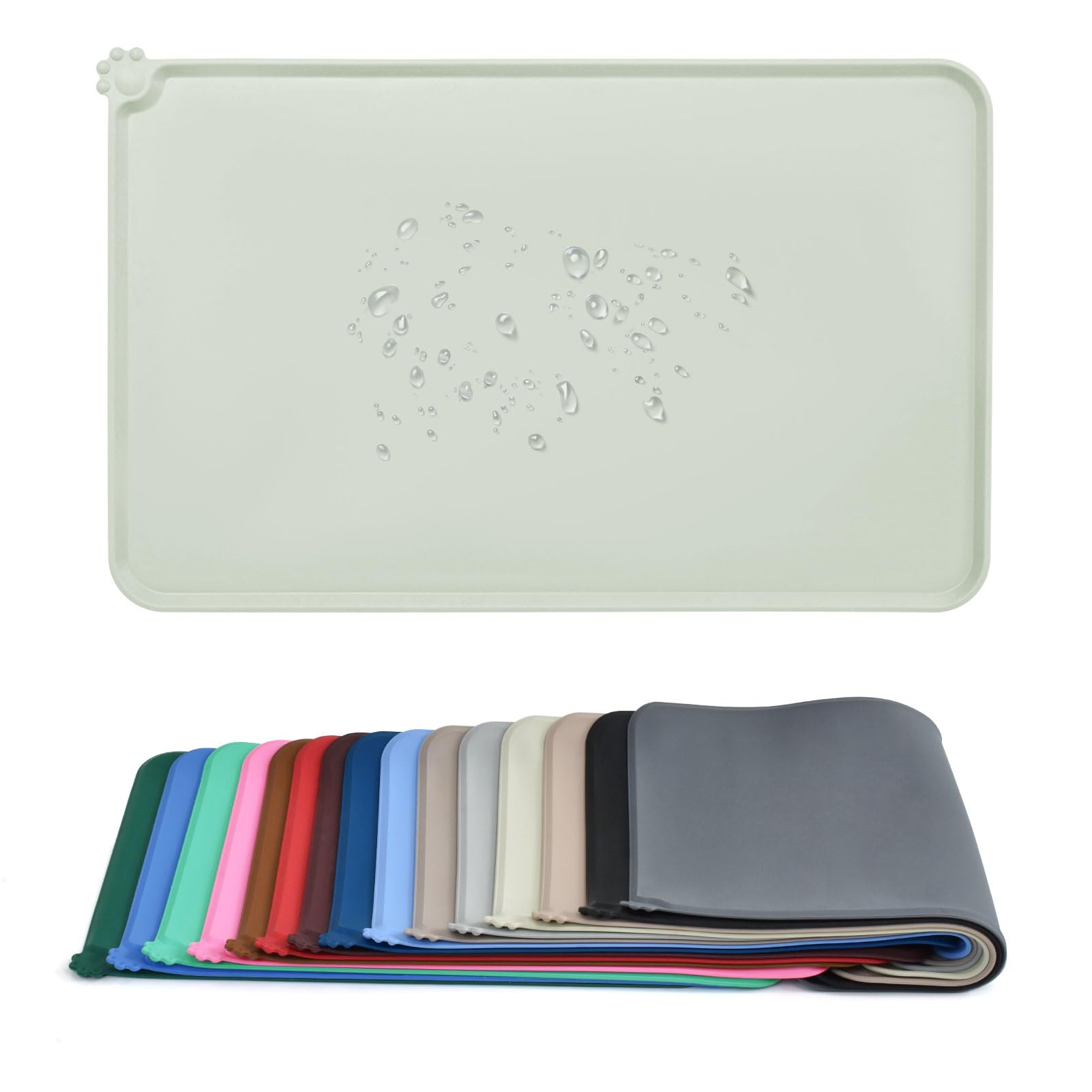**AUDWUD Non-Slip Silicone Pet Feeding Mat - Waterproof Dog Bowl Pad for Food & Water - Perfect for Messy Eaters & Spill Prevention in Kitchen or Outdoor Use**