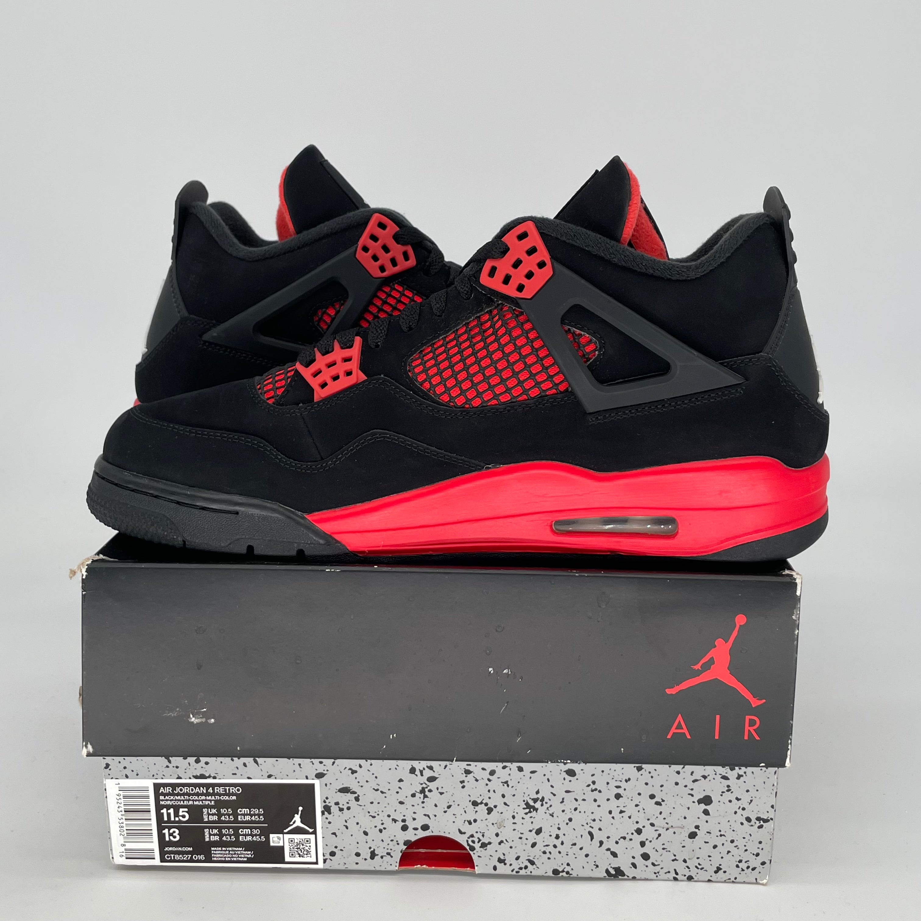 AIR JORDAN 4 Red Thunder Basketball Shoes - Men's Size 11.5/Women's Size 13 (CT8527-016) | Retro Sneakers for Running, Gym & Streetwear Fashion