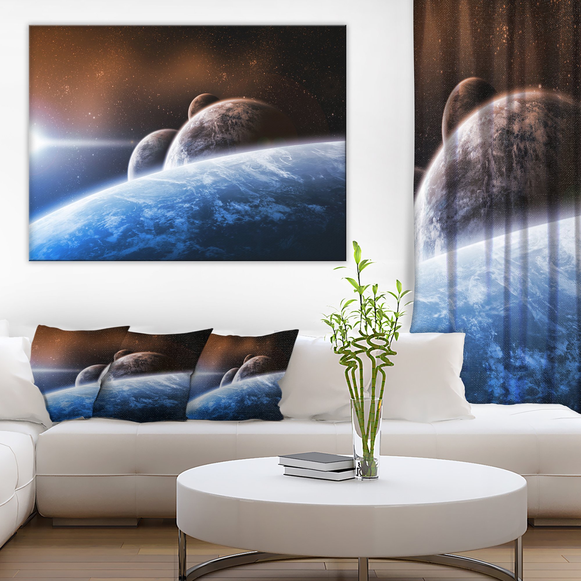 Space Planet Landscape Abstract Canvas Art Print - Modern Wall Decor for Living Room, Bedroom & Office
