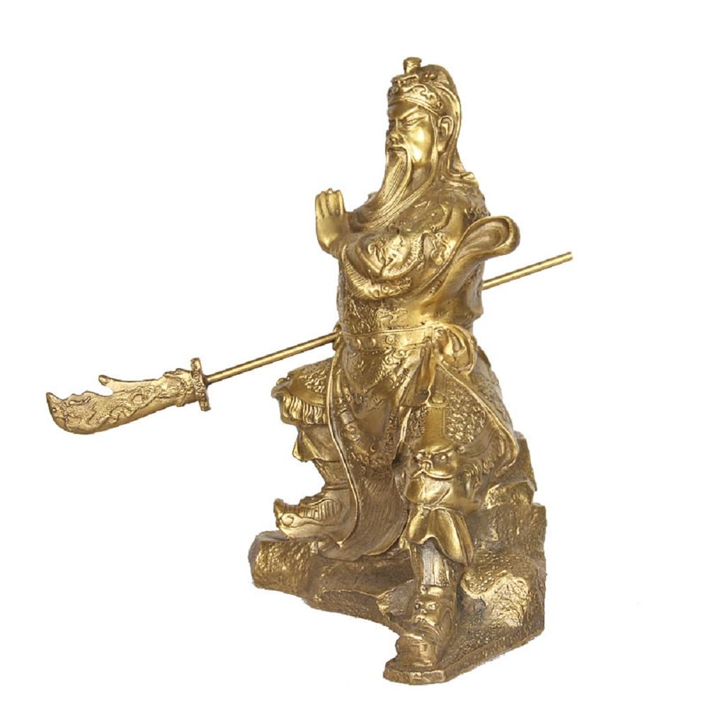 9.5 Inch Chinese General Guan Yu Statue - Lucky Charm Figurine for Office Desk Decor, Home Altar & Feng Shui Blessing