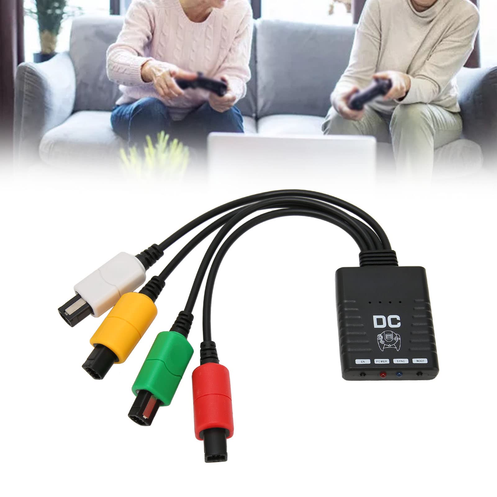 Wireless Bluetooth Controller Adapter for Dreamcast Console - 4 Player Gamepad Converter with LED Indicator - Compatible with Nintendo Switch, PC, and Retro Gaming - Perfect for Multiplayer Gaming and Home Entertainment