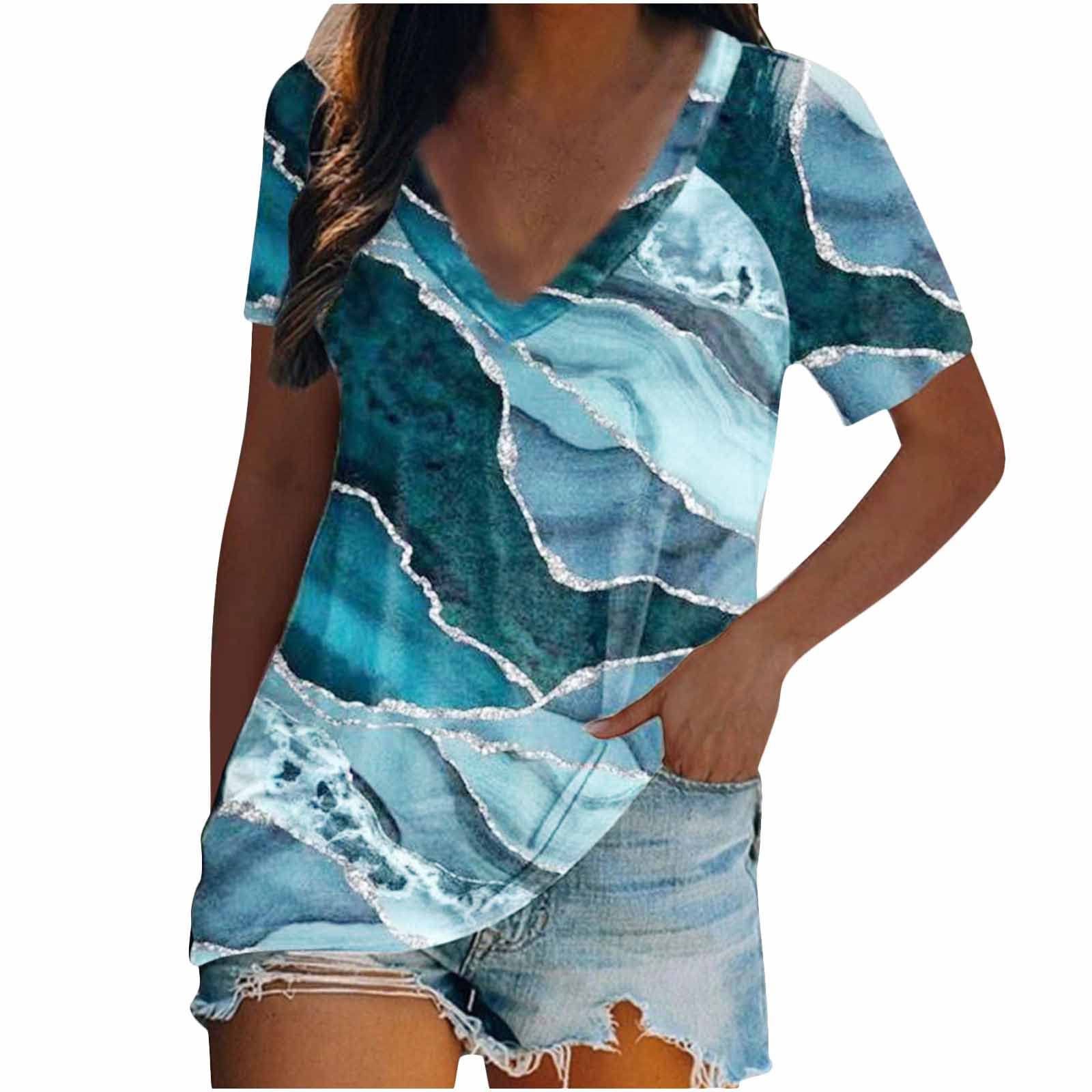 Women's V-Neck T-Shirts | Short Sleeve Summer Tops | Basic Casual Loose Fit Blouse | Perfect for Work, Weekend & Vacation Outfits