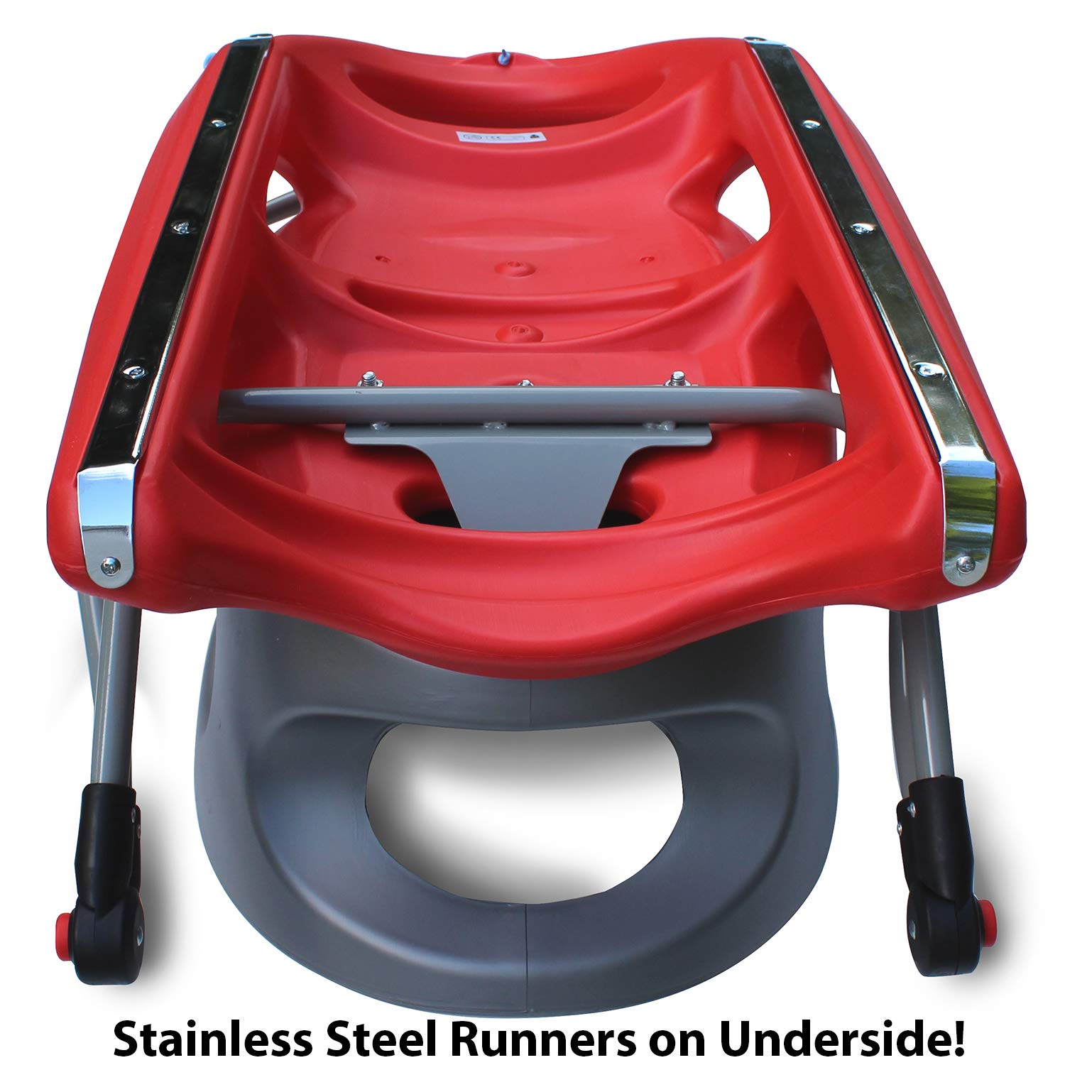 Flexible Flyer Portable Snow Stroller Baby Sled for Toddlers - Lightweight Infant Winter Sleigh with Safety Belt, Red (33