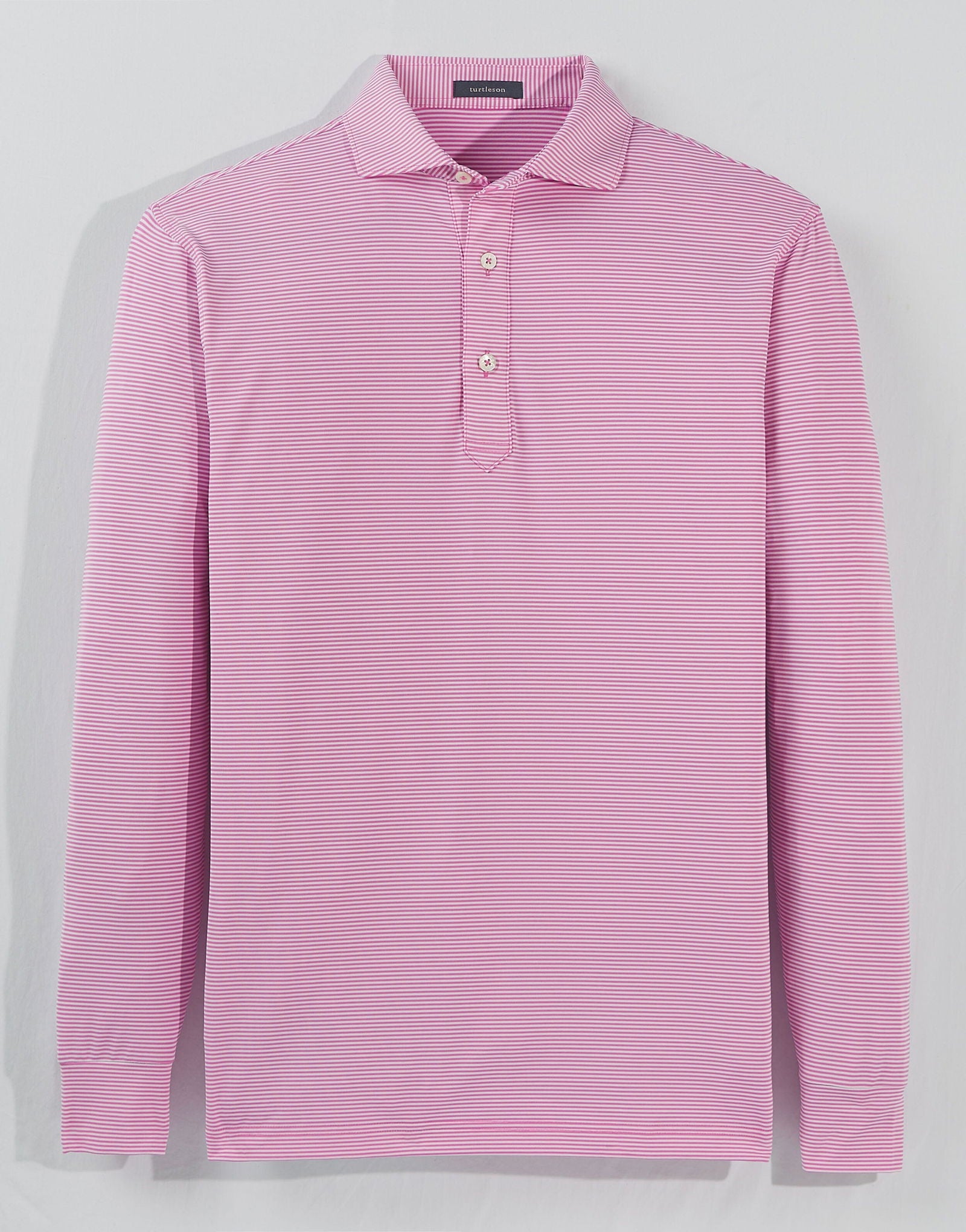 Men's Carter Stripe Performance Polo Shirt - Long Sleeve Moisture-Wicking Golf & Casual Wear - Perfect for Office, Golfing and Outdoor Activities