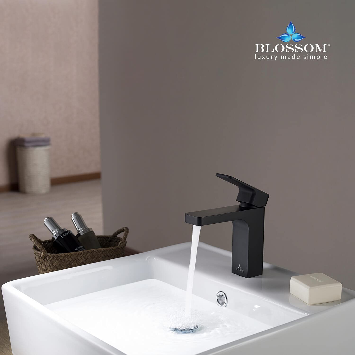 Blossom Matte Black Single Handle High Arc Bathroom Sink Faucet - Modern Stainless Steel Vanity & Lavatory Faucet - Easy Installation & Durable Construction - Perfect for Bathroom, Powder Room & Guest Bath Upgrades