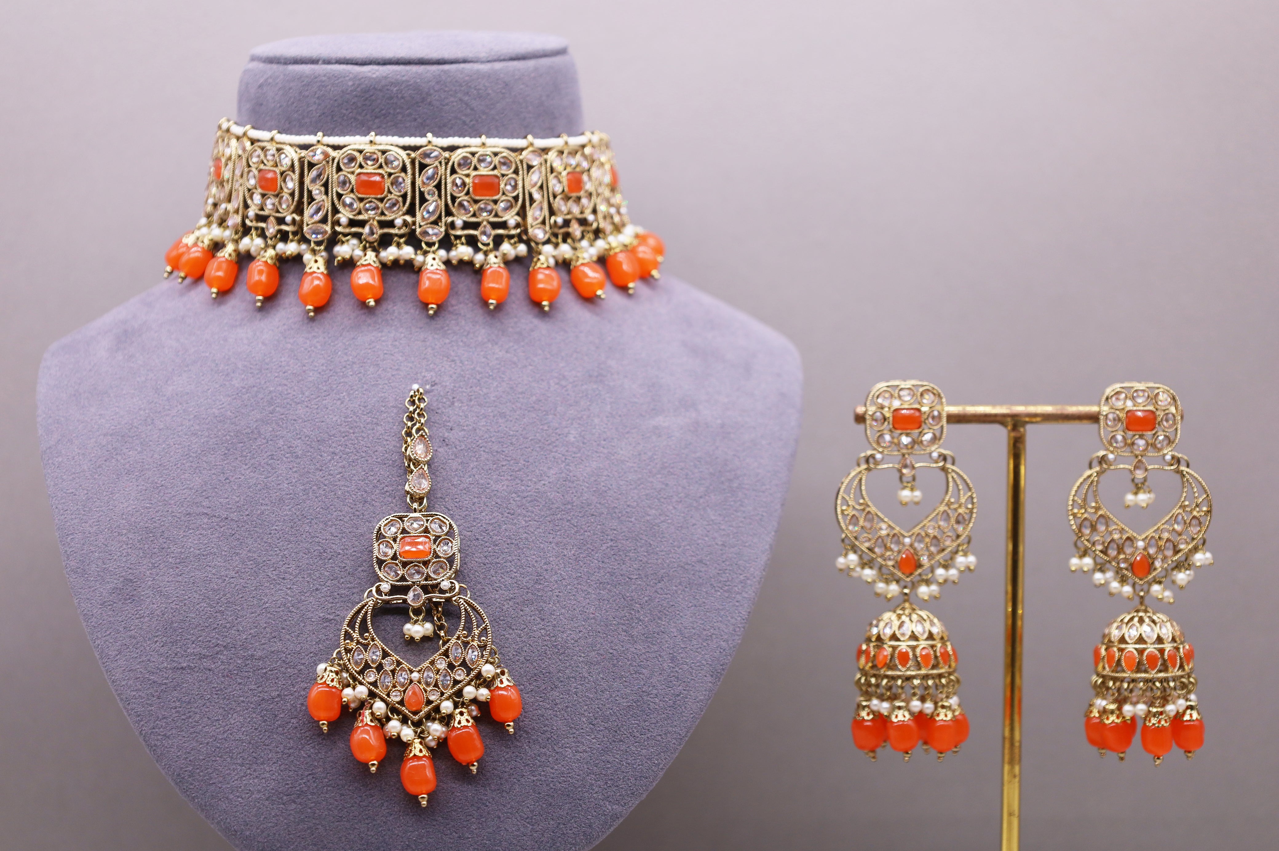 Ananya Polki Full Set Jewelry - Traditional Indian Bridal Necklace Set with Earrings for Weddings & Festive Occasions