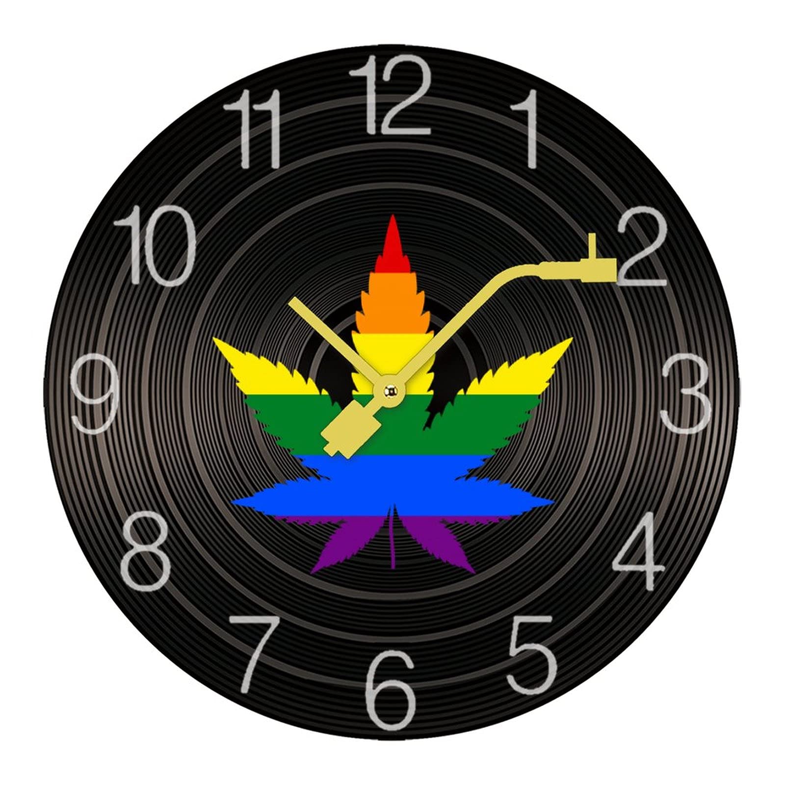 LGBT Pride Wooden Wall Clock - Retro Marijuana Themed Home Decor for Living Room, Bedroom, Office - 60x60cm - Perfect for 420 Celebrations & LGBTQ+ Friendly Spaces