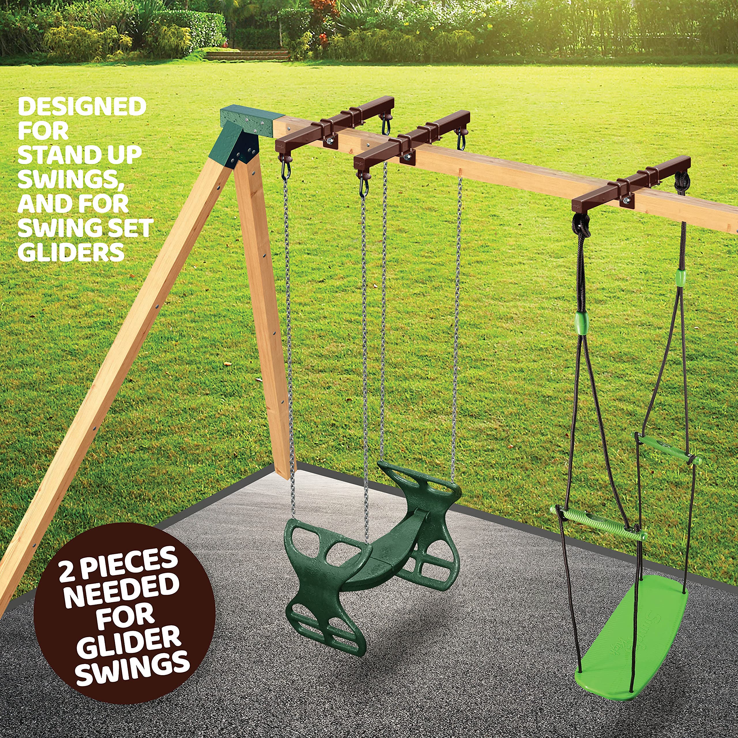 Swurfer Swingset Conversion Bracket - Heavy Duty Horse Glider Bracket for Swing Set Attachment, No Tree Needed (Brown) | Transform Your Backyard Playset for Outdoor Fun, Perfect for Kids & Family Recreation