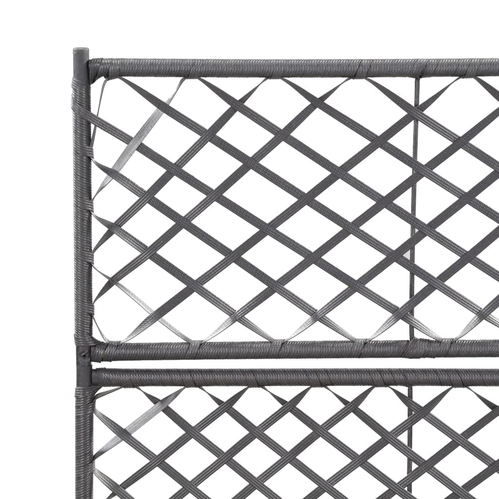 Black Poly Rattan Trellis Raised Garden Bed for Vines, Climbers, Vegetables & Flowers - Freestanding Elevated Planter with 2 Pots (22.8