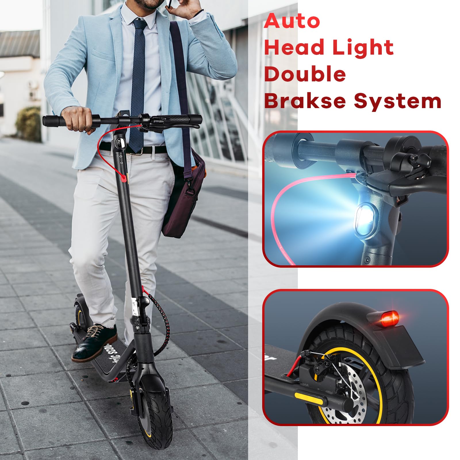 500W Electric Scooter for Adults - Foldable 10 Inch Wheels, APP Connectivity, Front & Rear Brakes - Perfect for Commuting & Urban Travel