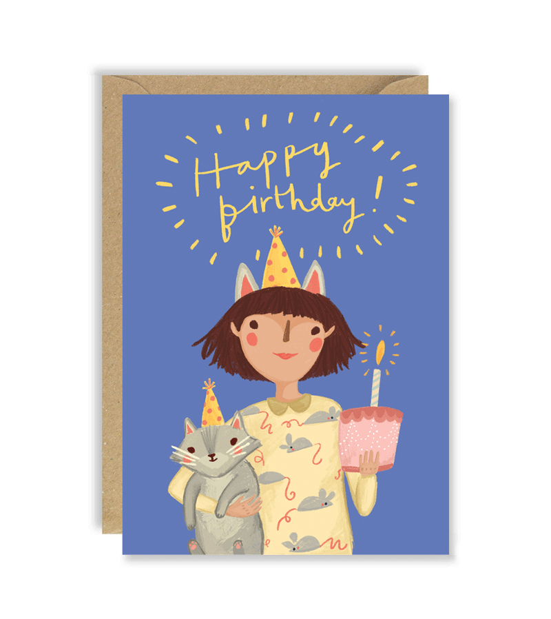 Joy Nevada Birthday Cat Hat Card - Fun & Unique Greeting Card for Cat Lovers - Perfect for Birthdays, Parties & Special Occasions