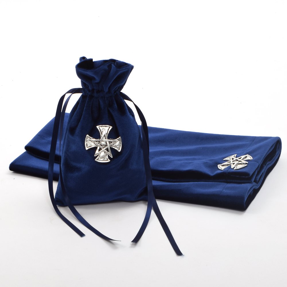 BLESSUME Blue Velvet Tarot Altar Cloth 24.4 x 24.4