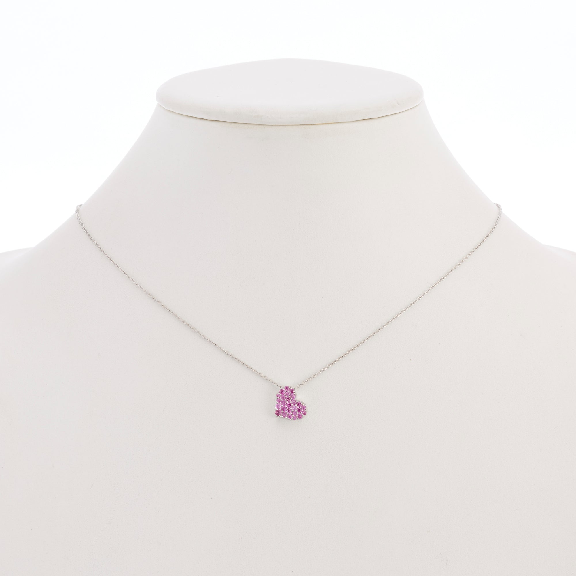 Elegant Pavé Pink Sapphire Heart Pendant Necklace for Women | 14K Gold Plated Romantic Jewelry Gift | Perfect for Valentine's Day, Anniversary & Special Occasions
