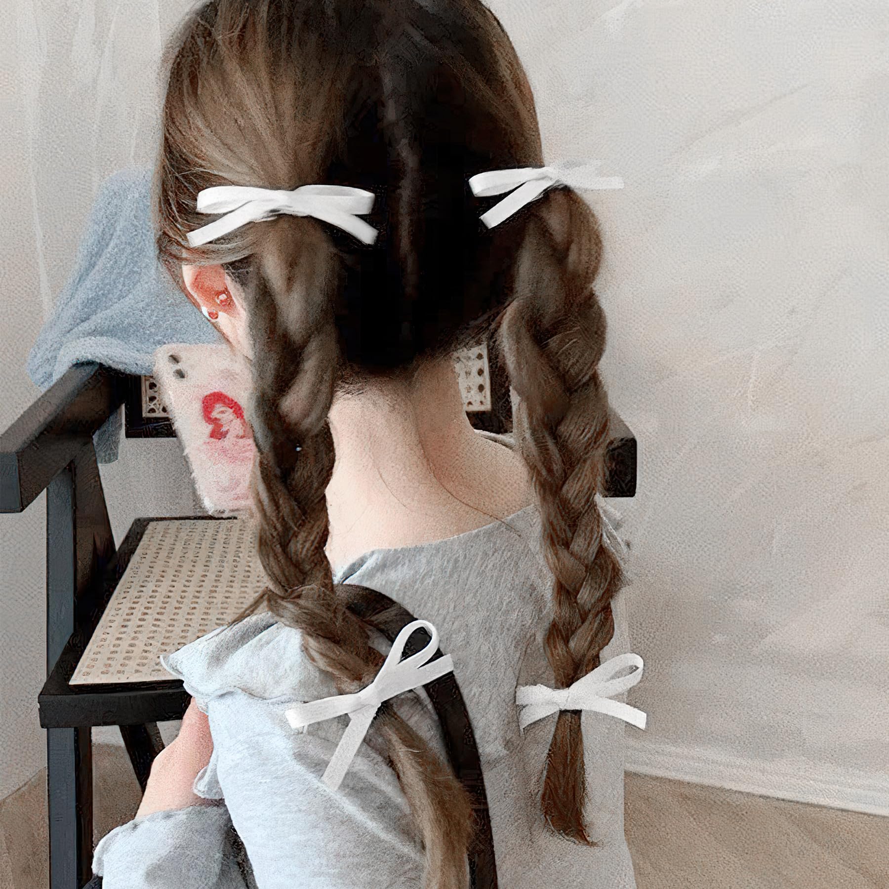 10pcs White Hair Bows Ribbon Clips - Mini Coquette Bow Claw Clips for Women, Girls & Toddlers - Perfect for Thick & Fine Hair - Great for Parties, Weddings & Everyday Styling