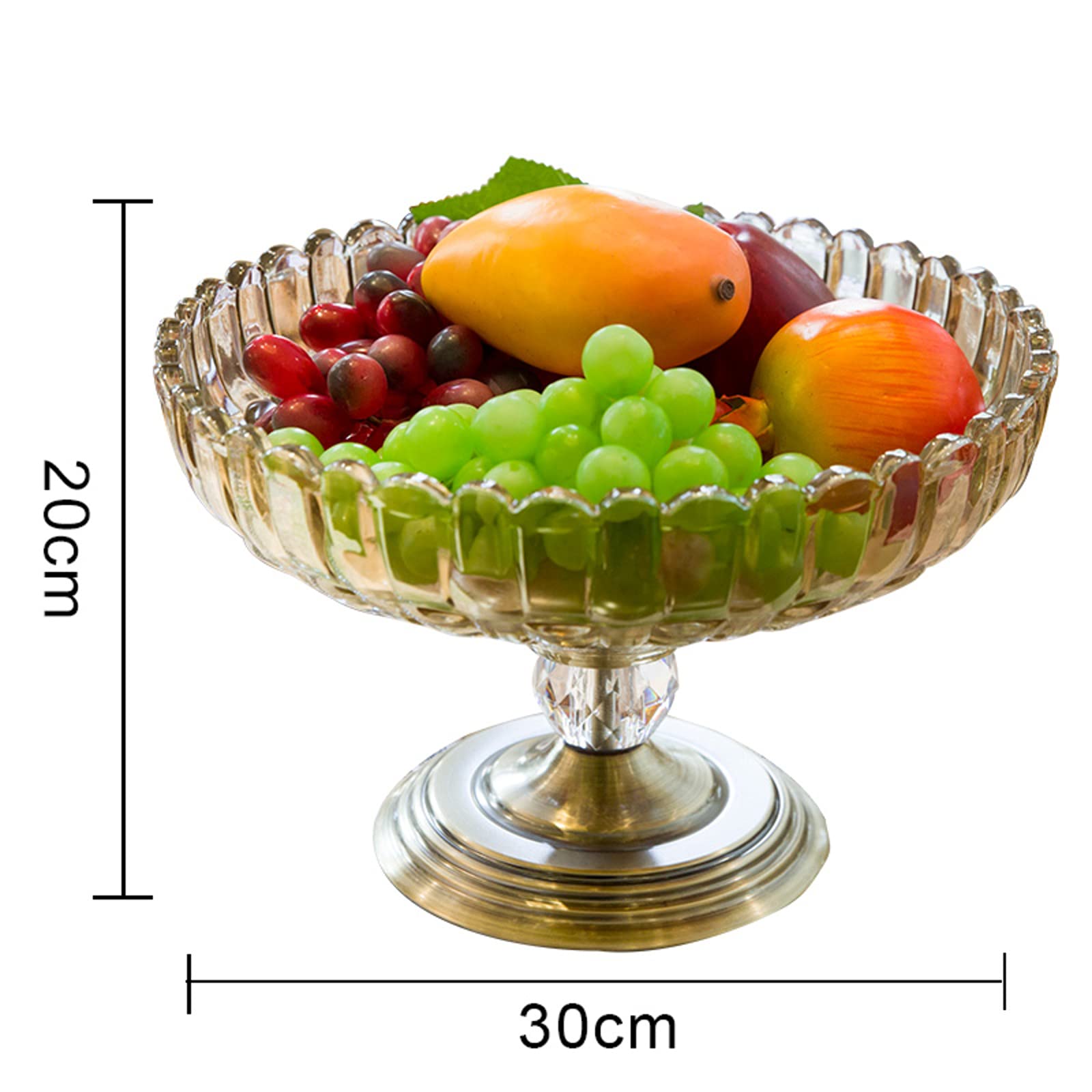 Vintage Metal Fruit Basket Bowl - Creative Crystal Fruit Dish Stand with Sturdy Design for Fruits, Vegetables, Snacks & Bread (20x30cm) - Perfect for Kitchen Countertop, Dining Table, and Party Serving