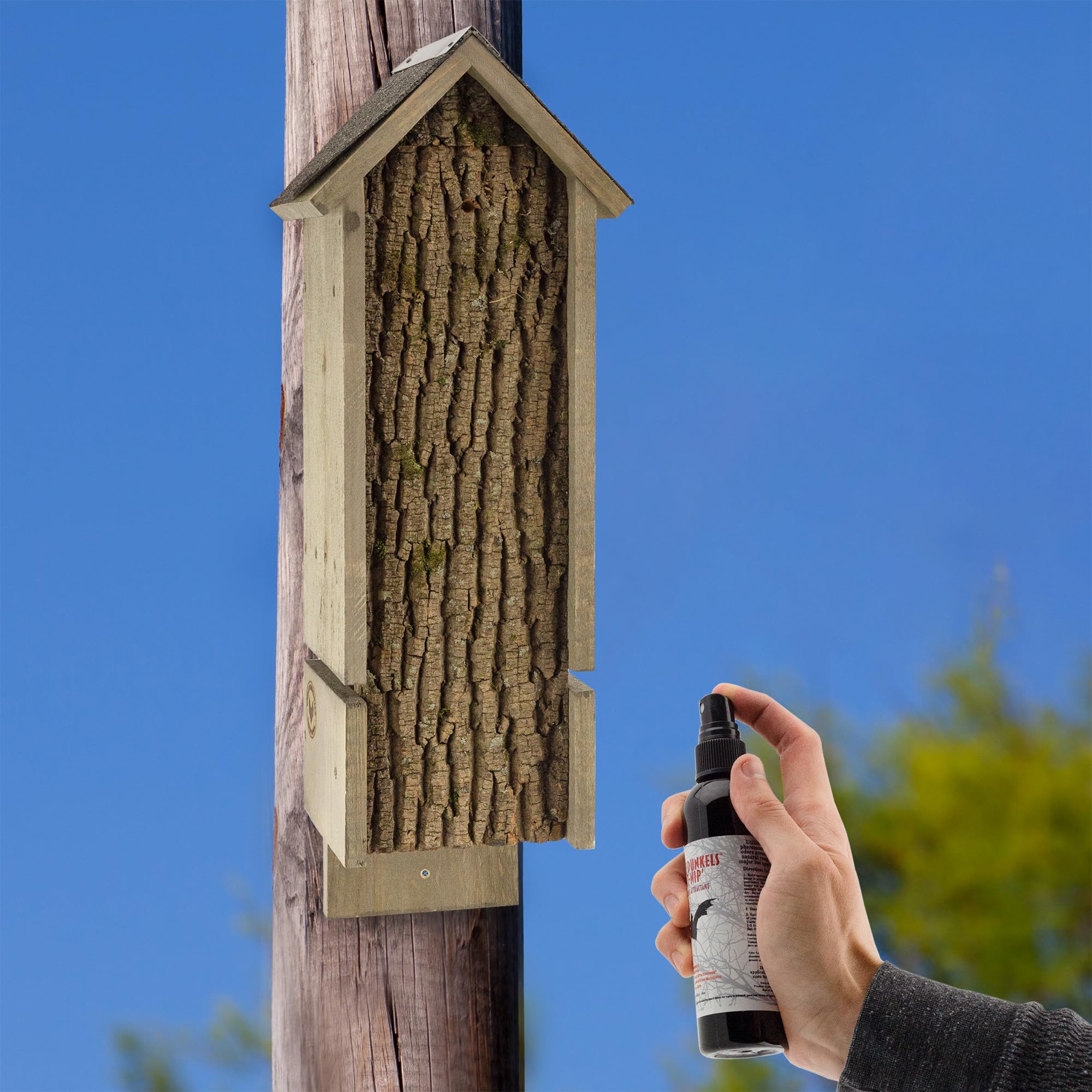 Triple Chamber Bat House - Handmade Rustic Backyard Rocket Box Shelter with Natural Bat Attractant for Pest Control & Garden Protection (Outdoor Wildlife Habitat)