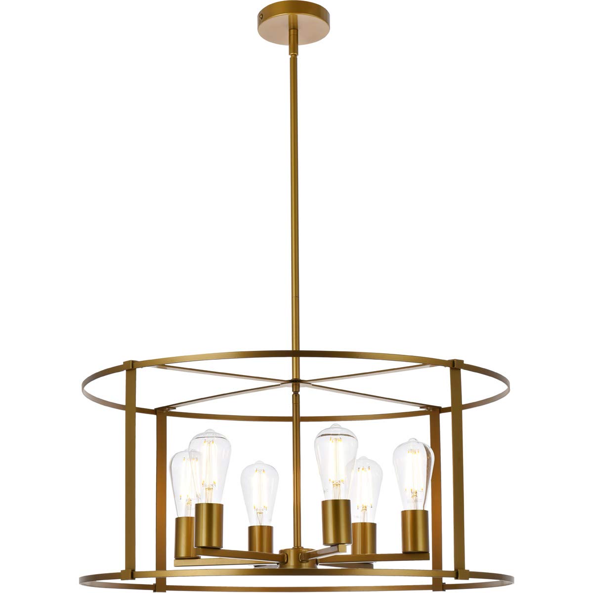 Modern Brass 6-Light Pendant Chandelier - Indoor Ceiling Lighting Fixture for Dining Room, Kitchen, Living Room & Bedroom Decor