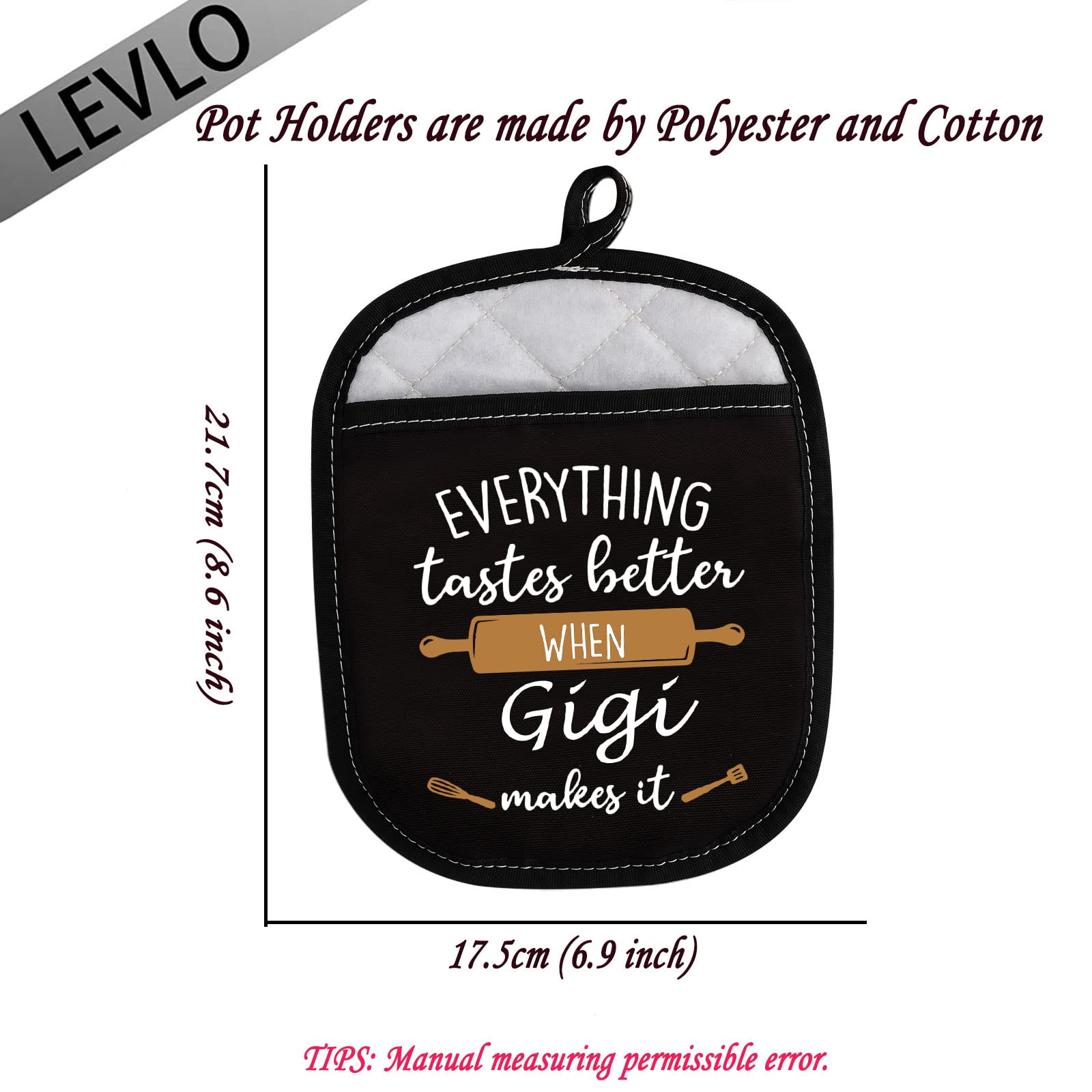 LEVLO Premium Oven Mitts - Best Baking & Cooking Gift for Mom, Dad, Grandma & Grandpa - Heat Resistant Kitchen Accessories - Perfect for Holiday Baking, BBQ Grilling & Family Cooking