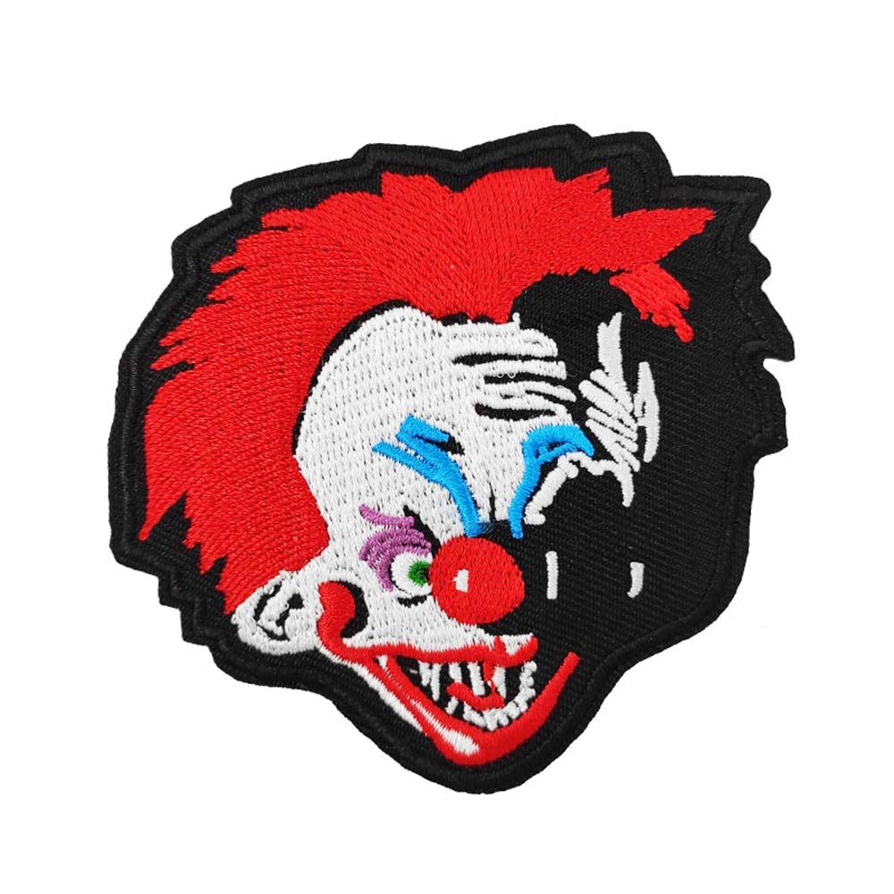 Clown Face Embroidered Iron-On & Sew-On Patch - Horror Movie Costume Accessory for Halloween, Cosplay & DIY Jacket Decoration