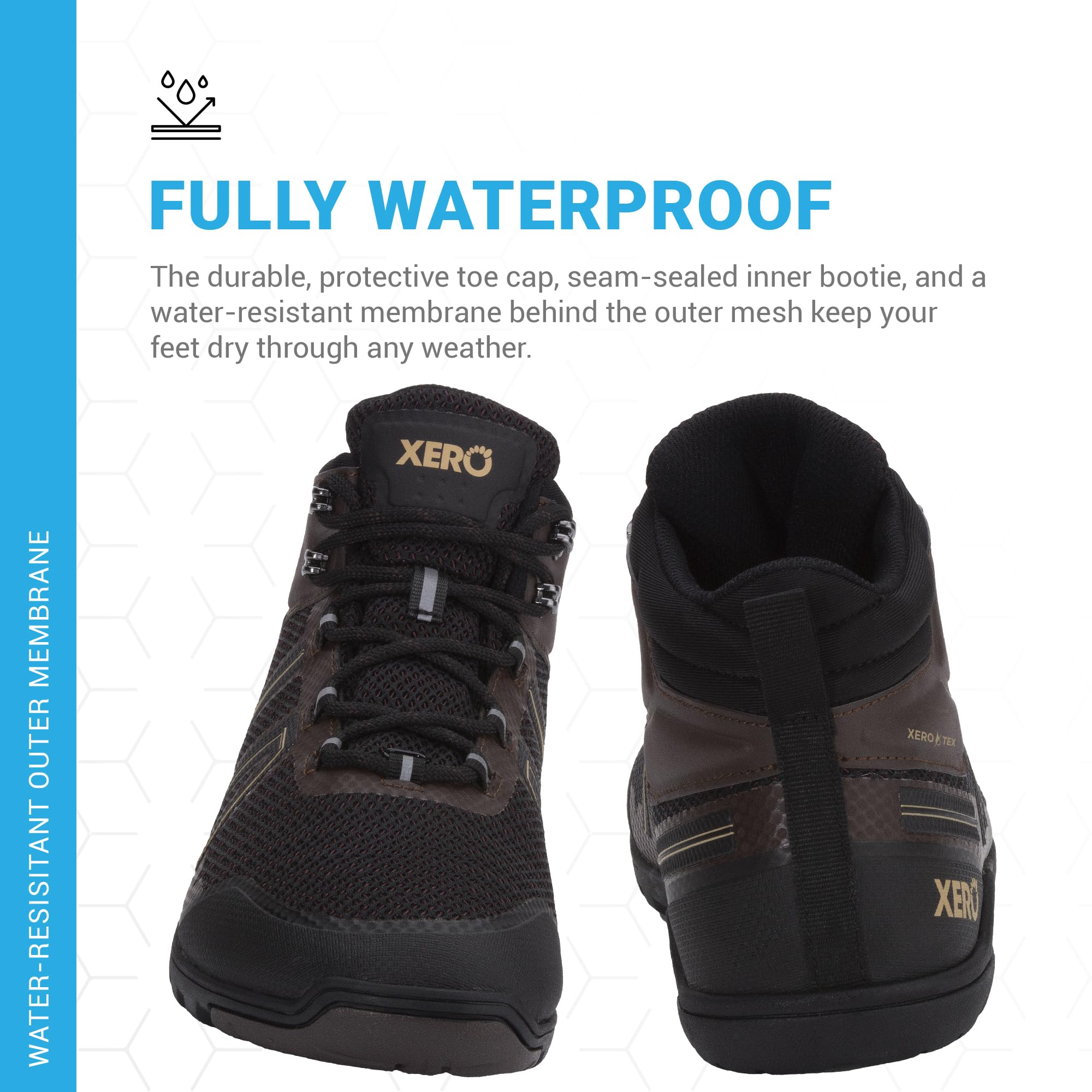 Xero Shoes Barefoot Hiking Boots for Men - Waterproof Xcursion Fusion Minimalist Trail Shoes | Zero Drop Wide Toe Box Design for Natural Foot Movement | Perfect for Outdoor Adventures, Trail Running & Backpacking