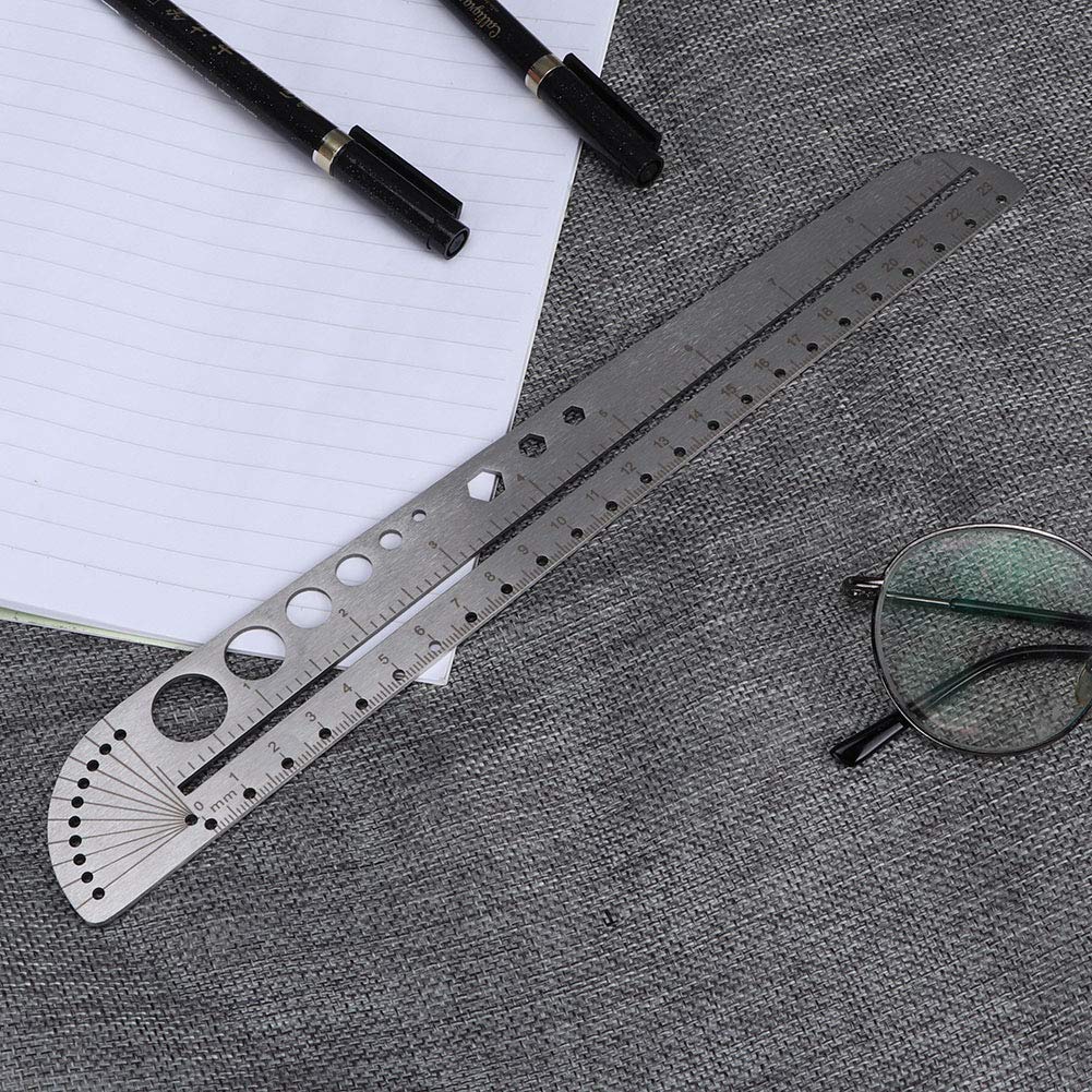 **Stainless Steel Multifunctional Scale Ruler - 12-Inch Straight Edge with Compass, Protractor & Hex Socket - Precision Measuring Tool for Designers, Engineers & DIY Craftsmen - Perfect for Drafting, Woodworking & Technical Drawing**