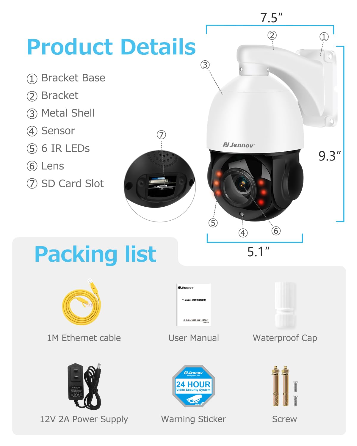 4K 8MP Outdoor PTZ POE IP Security Camera with 20X Optical Zoom, Pan Tilt, Human Detection & Auto Tracking - 320ft IR Night Vision, ONVIF & Hikvision Compatible - Ideal for Home Security, Business Surveillance & Parking Lot Monitoring