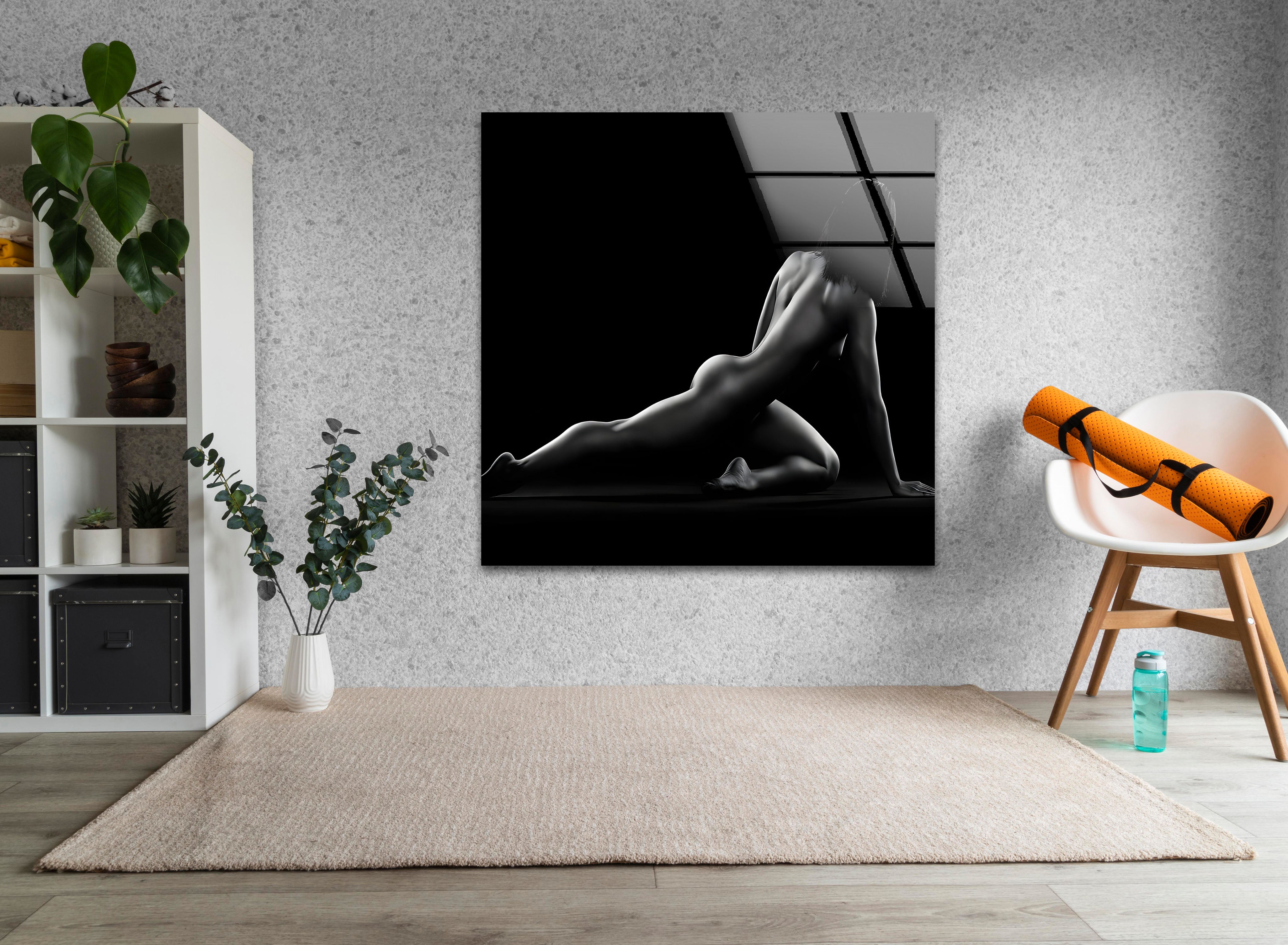 Elegant Black and White Woman Portrait Glass Wall Art - Modern Home Decor for Living Room, Bedroom, or Office