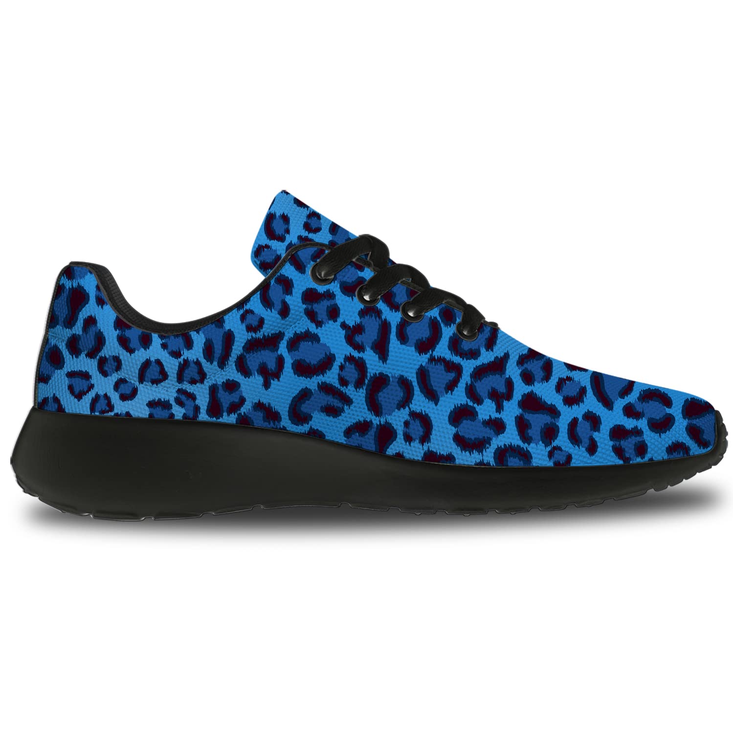 **Men's & Women's Leopard Print Running Shoes - Lightweight Walking & Tennis Sneakers in Navy Blue & Black Cheetah Skin Design - Perfect Gifts for Boys & Girls - Size 11.5 Men/14 Women - Ideal for Gym, Jogging & Casual Wear**