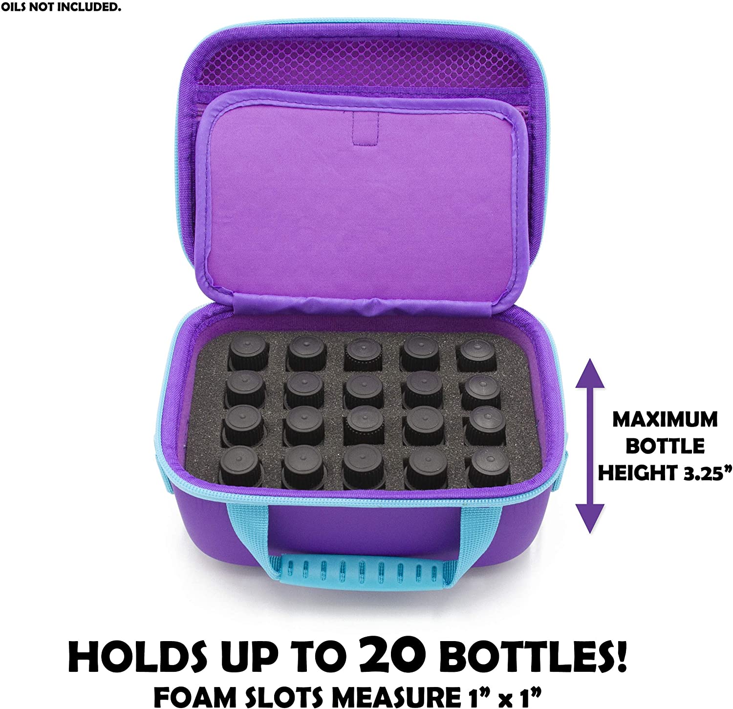 Premium Essential Oil Travel Case - Hard Shell Storage Bag with Custom Foam for 20 Bottles (5ml/10ml/15ml) - Perfect for Aromatherapy, Massage & On-the-Go Use