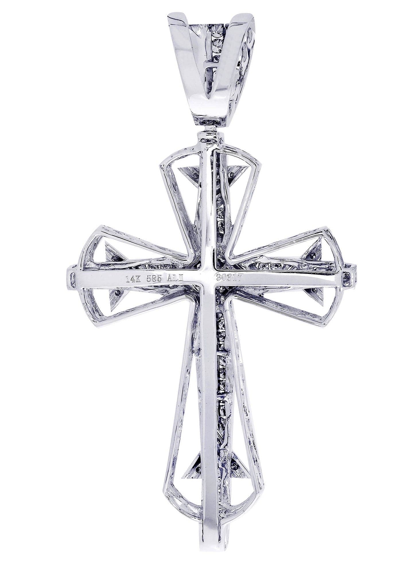 0.93 Carat Diamond Cross Pendant Necklace - 17.74 Grams Solid Gold Religious Jewelry for Women - Perfect for Baptism, First Communion & Easter Gifts
