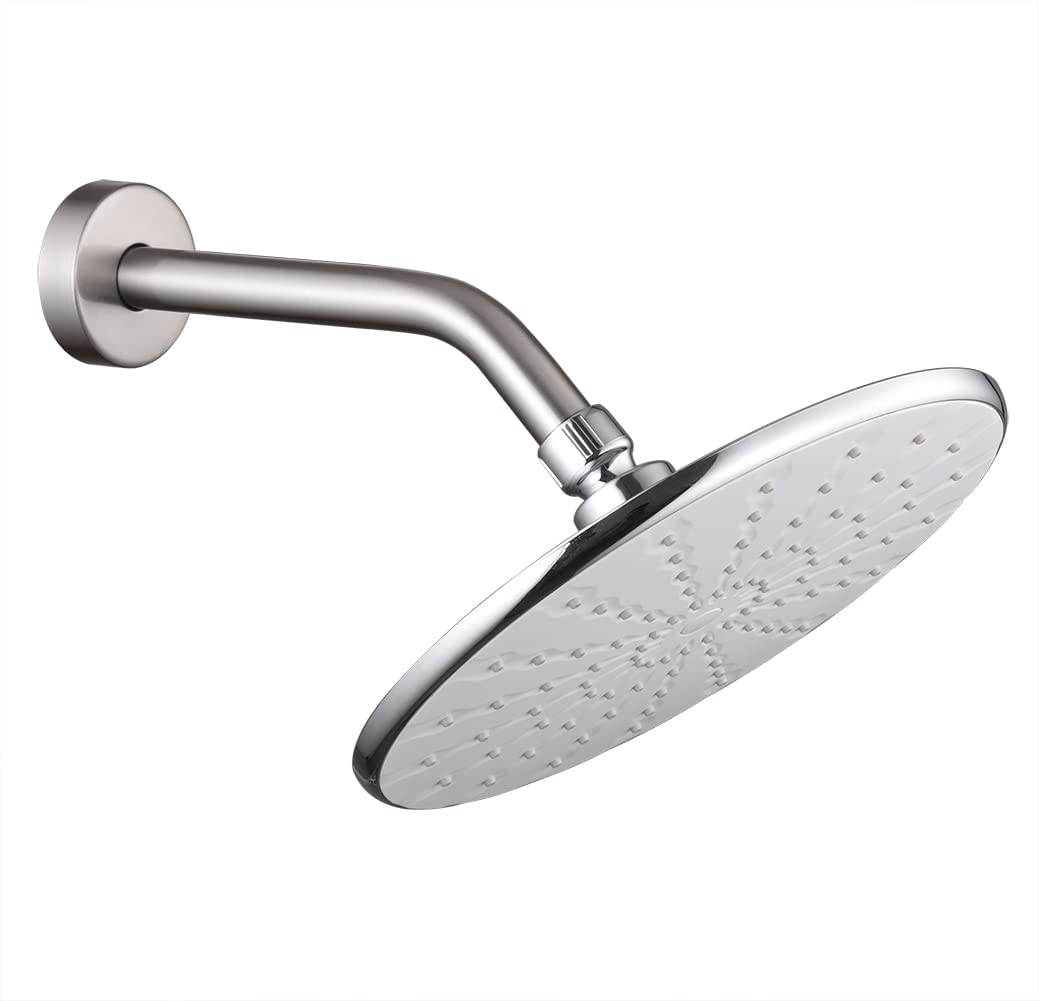 Stainless Steel Shower Head Extension Arm with Flange & Tape - 6 Inch Brushed Nickel Wall Mounted Shower Extender for Fixed Shower Heads | Perfect for Bathroom Renovation & Space-Saving Shower Solutions