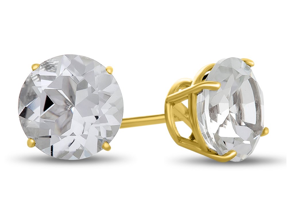 FJC Finejewelers 10k Solid Gold or 925 Sterling Silver 7mm Round Gemstone Stud Earrings for Women - Perfect for Everyday Wear, Gift Giving & Special Occasions