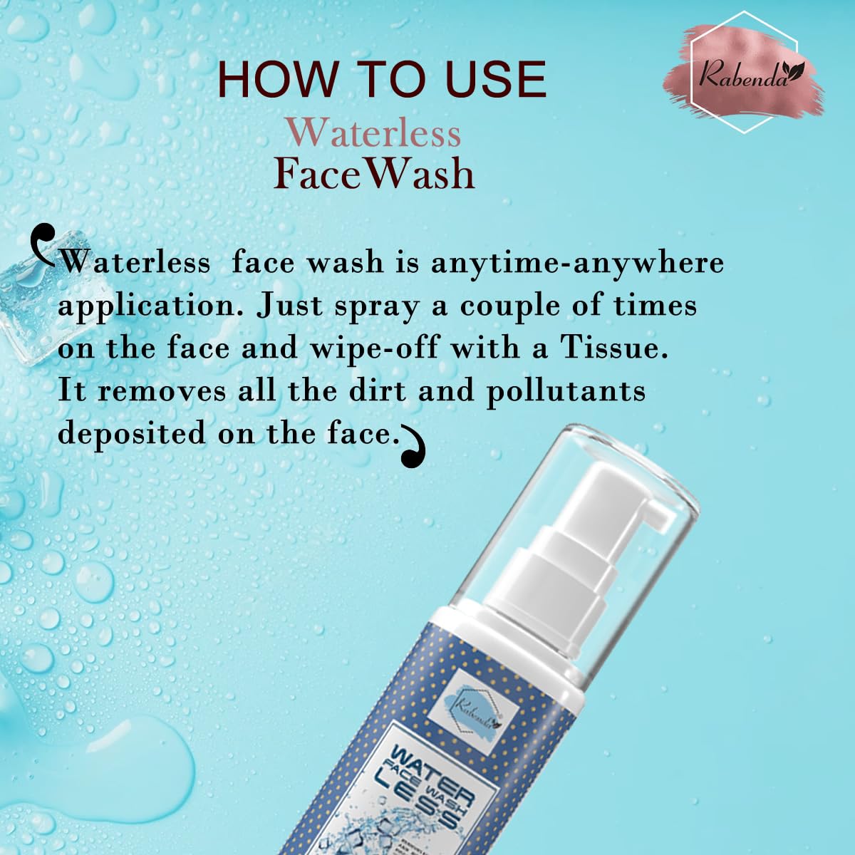 Oil-Free Waterless Face Wash for Oily Skin - 99% Germs Removal, UV Protection & Refreshing Cleanser | Perfect for Travel, Gym & On-the-Go Skincare