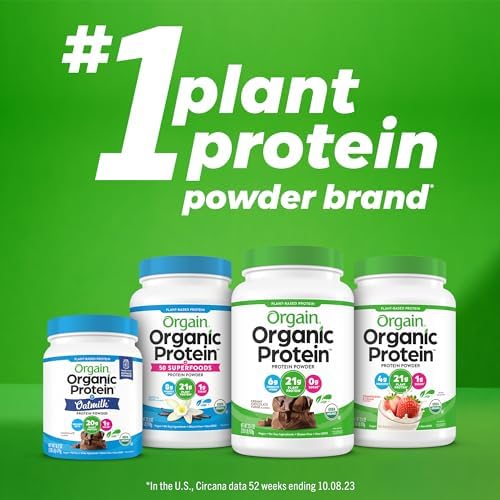 Orgain Organic Vegan Protein Powder, Horchata Flavor - 21g Plant Based Protein, Low Carb, Gluten Free, Dairy Free, No Sugar Added, Soy Free, Non-GMO, Kosher Certified (2.03 lb) - Perfect for Smoothies, Baking & Post-Workout Recovery