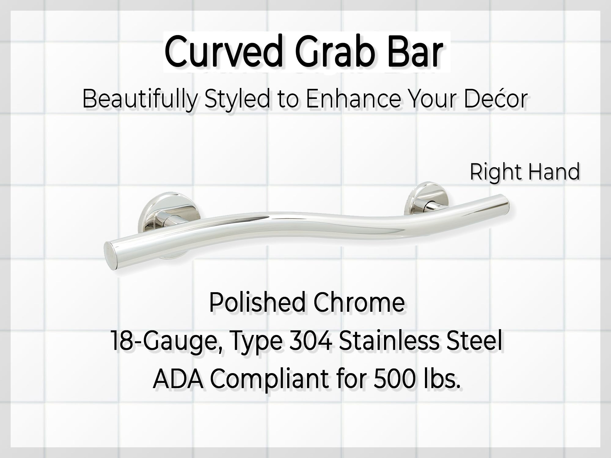 Stainless Steel Grab Bar for Shower, Bathtub, Toilet & Stairs - 36