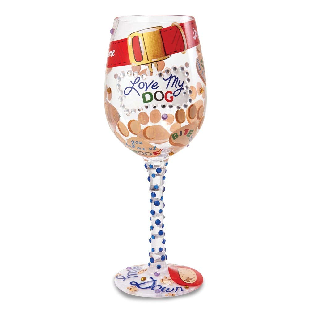 Diamond2Deal Lolita Love My Dog Wine Glass for Women - Cute Dog Lover Gift, Funny Pet Themed Drinking Cup for Parties, Gifts & Home Decor
