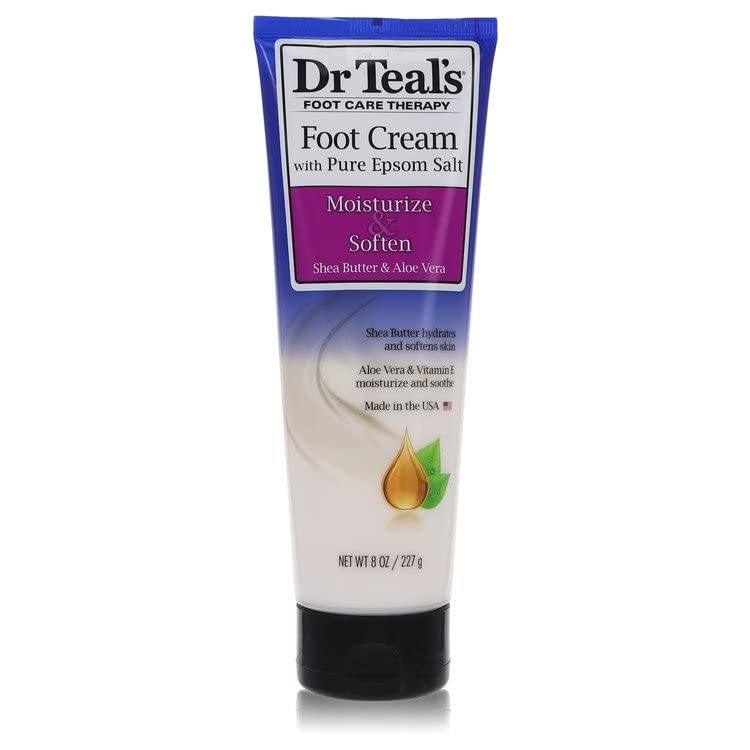 Pure Epsom Salt Foot Cream with Shea Butter, Aloe Vera & Vitamin E - Moisturizing & Relaxing Foot Care for Women - 8 oz - Perfect for Spa Nights, Post-Workout Recovery & Dry Cracked Heels
