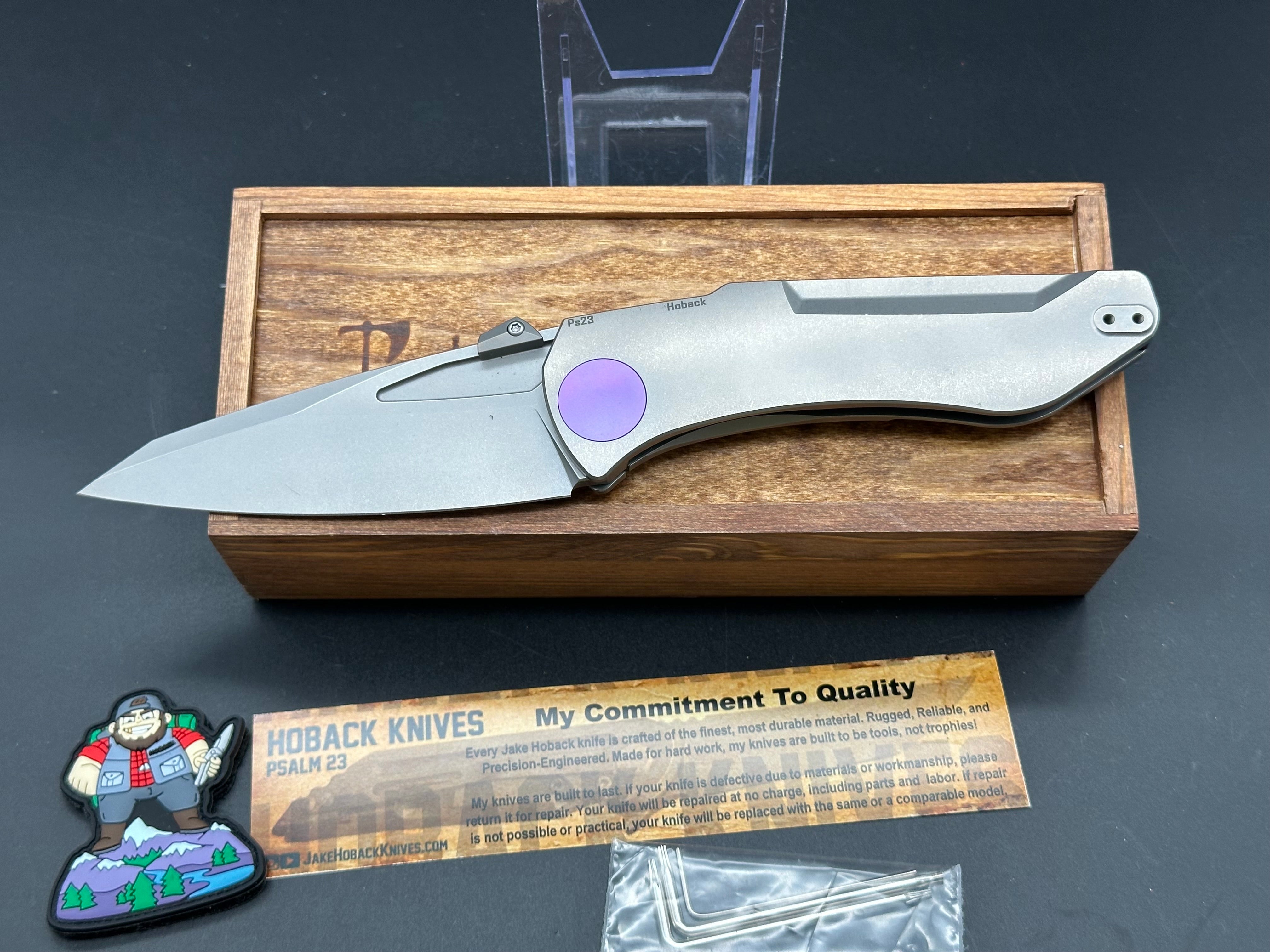 Jake Hoback Summit Frame Lock Folding Knife - Titanium Handle with Purple Accents (4.25
