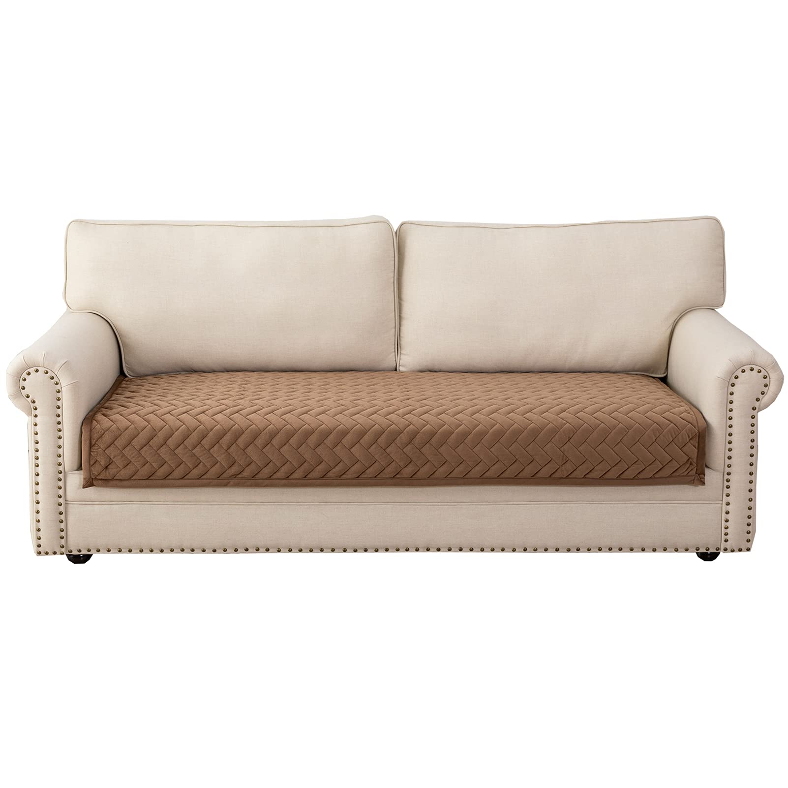 Eismodra 3-Piece Anti-Slip Sectional Sofa Cover for Pets & Kids - Brown 36