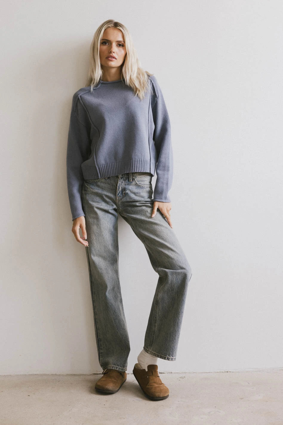 Leander Dark Blue Knit Sweater for Women | Cozy Winter Pullover | Perfect for Casual Outfits & Holiday Gatherings