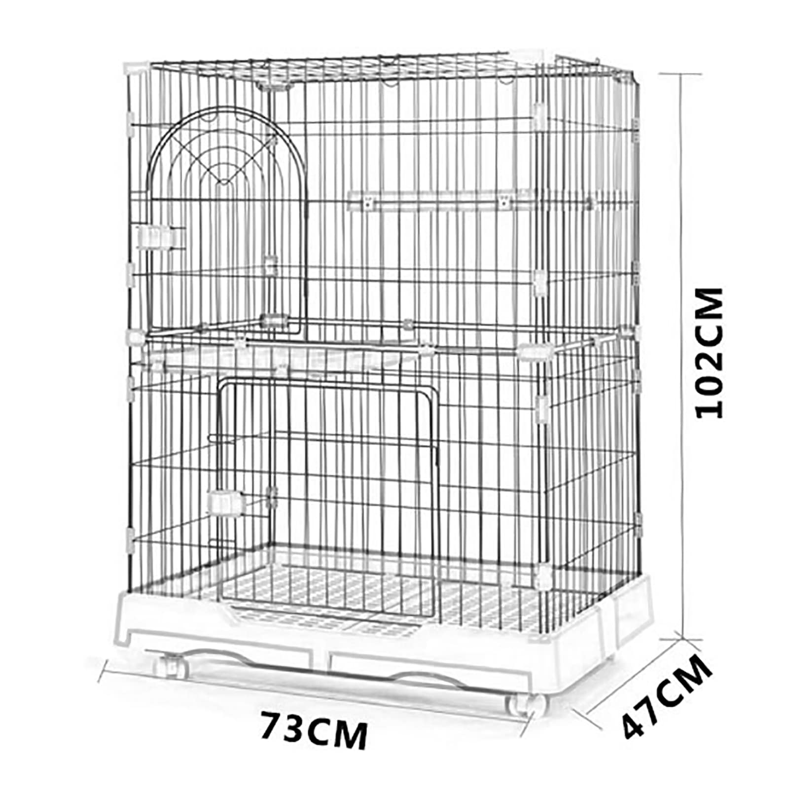 3-Tier Rabbit Cage with Skylight, Wheels & Double Tray - Spacious Grey Hutch with Comfort Shelves for Indoor/Outdoor Pet Housing