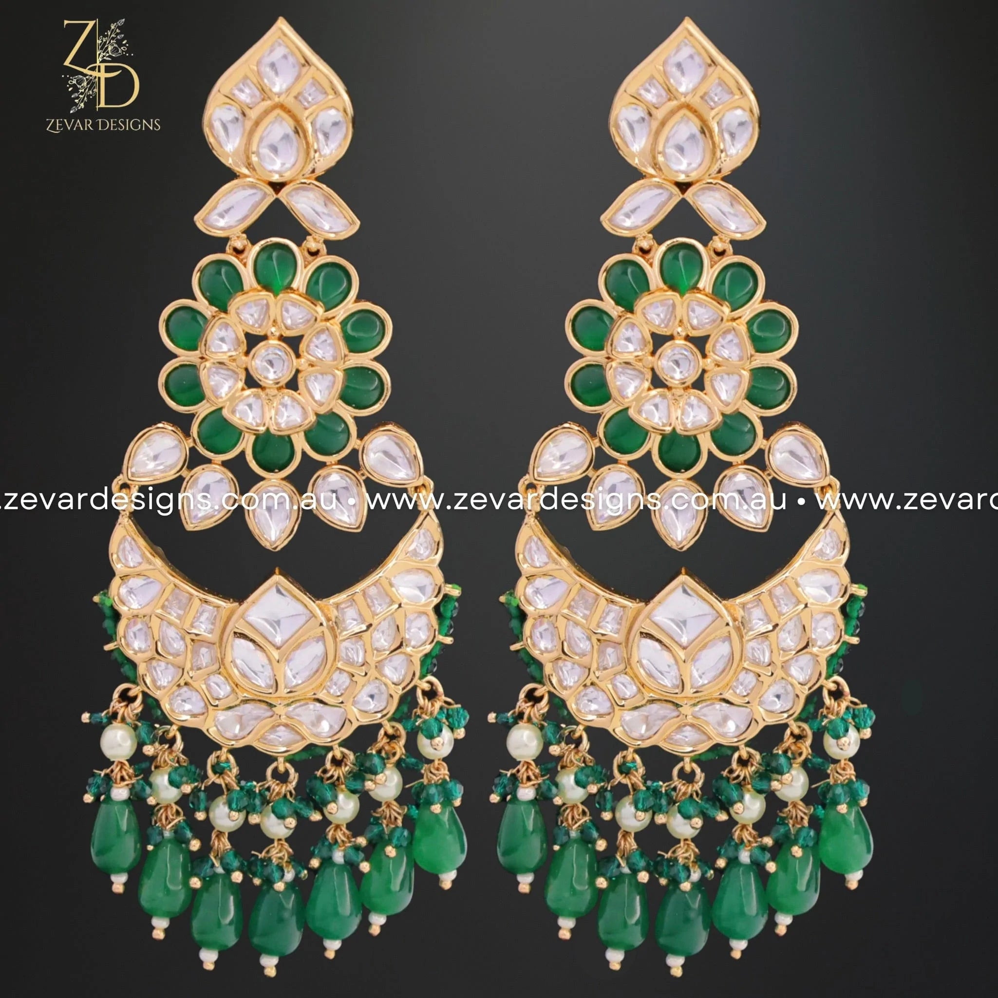 Exquisite Kundan Earrings with Emerald Green Stones – Perfect for Weddings, Parties & Ethnic Fashion