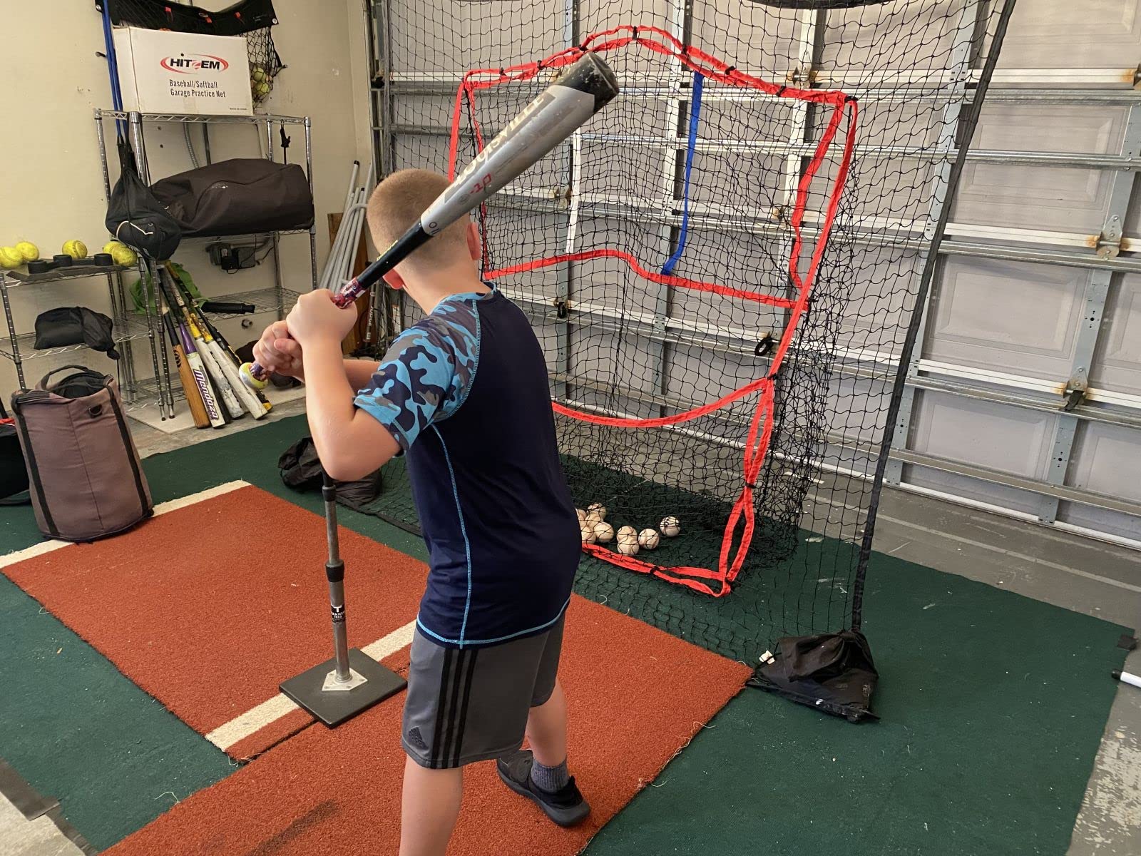 **Baseball & Softball Hitting & Pitching Practice Net - Portable Batting Training Net for Garage Door - Easy Roll-Up Storage - Baseball Training Equipment for Adults & Kids - Perfect for Backyard, Field, and Indoor Drills**